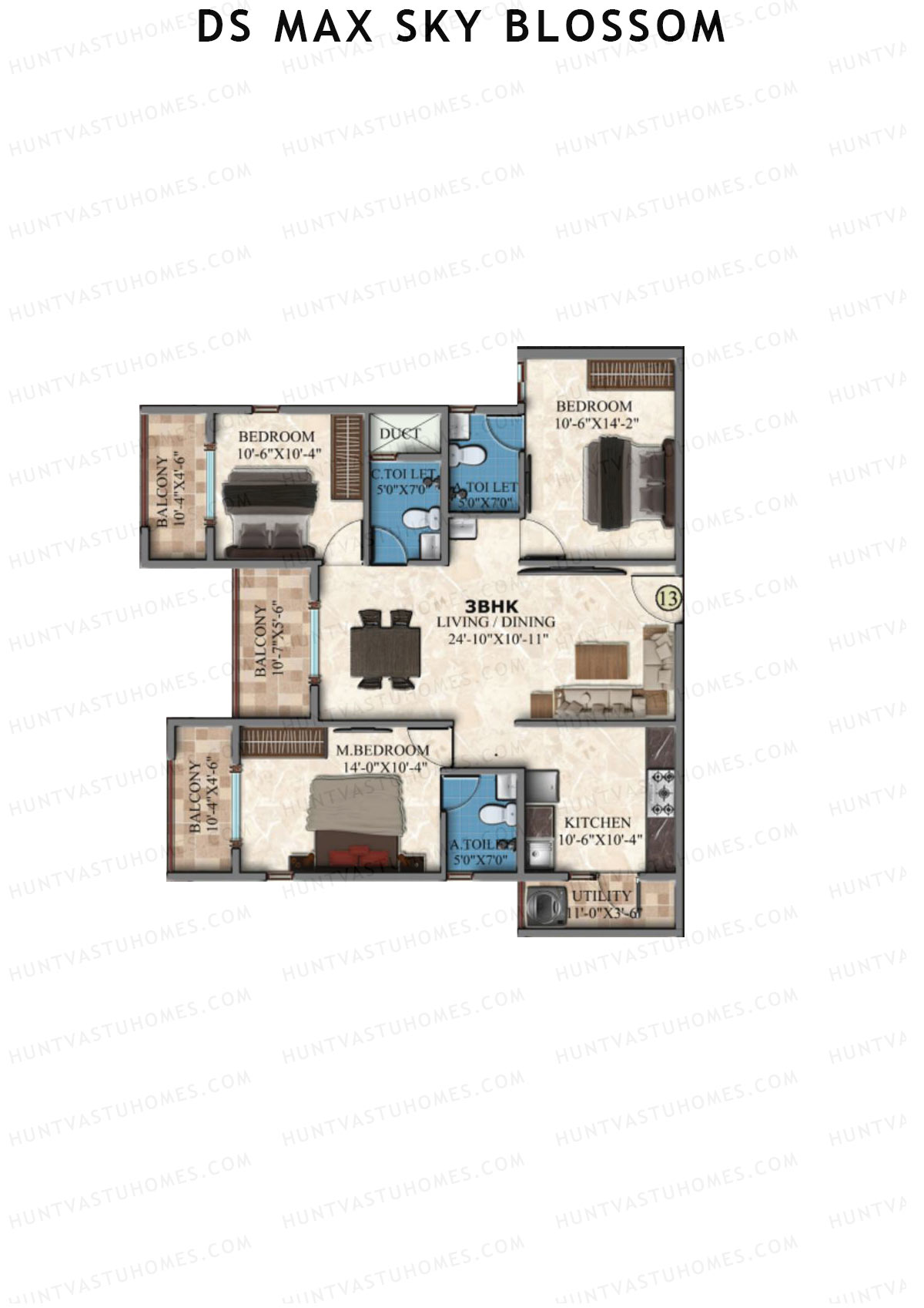 DS Max Sky Blossom Tower 1 Unit 13 Floor Plan