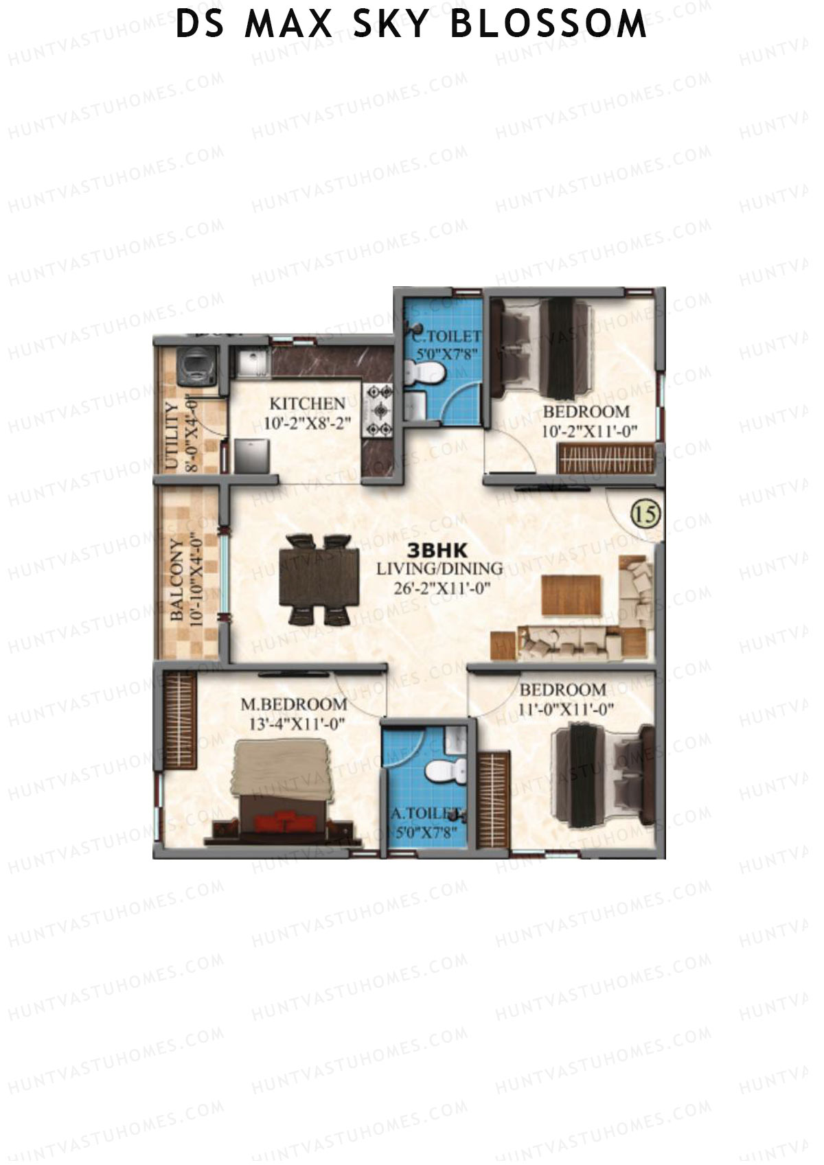 DS Max Sky Blossom Tower 1 Unit 15 Floor Plan