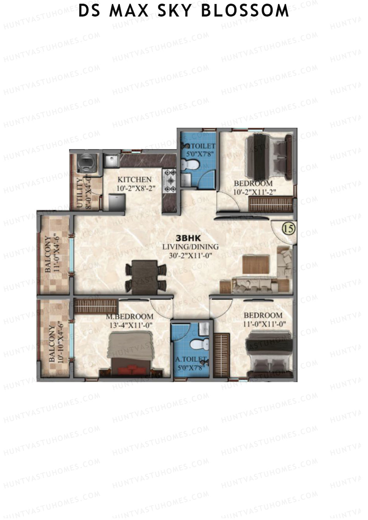 DS Max Sky Blossom Tower 1 Unit 15 Floor Plan