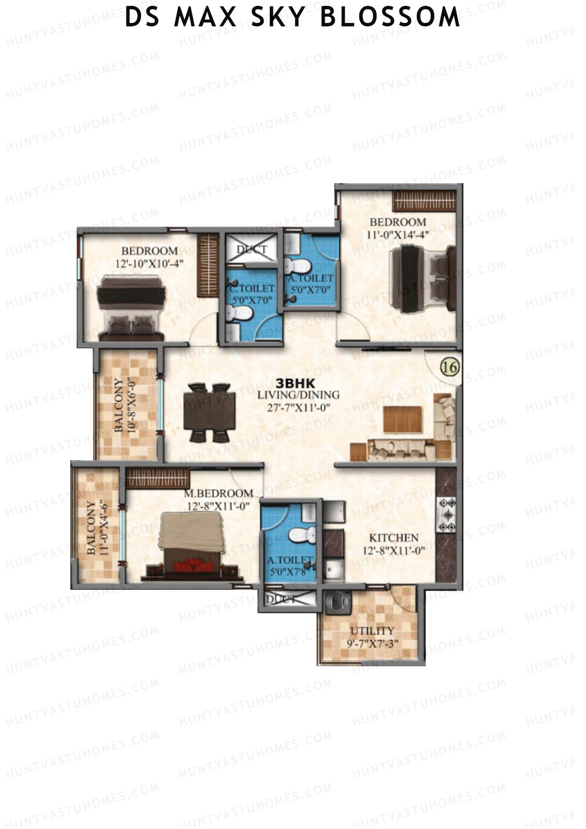 DS Max Sky Blossom Tower 1 Unit 16 Floor Plan