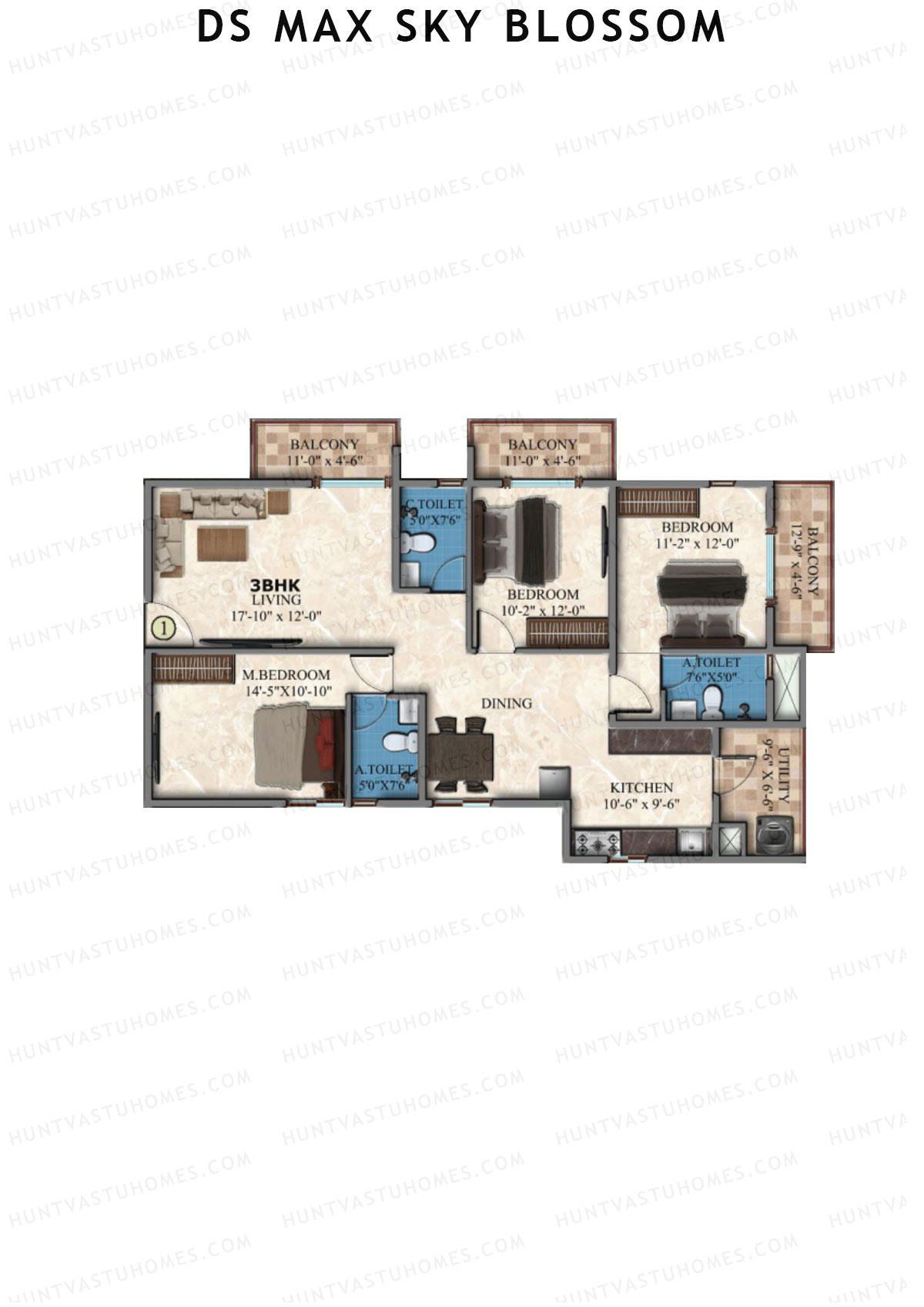DS Max Sky Blossom Tower 1 Unit 1 Floor Plan