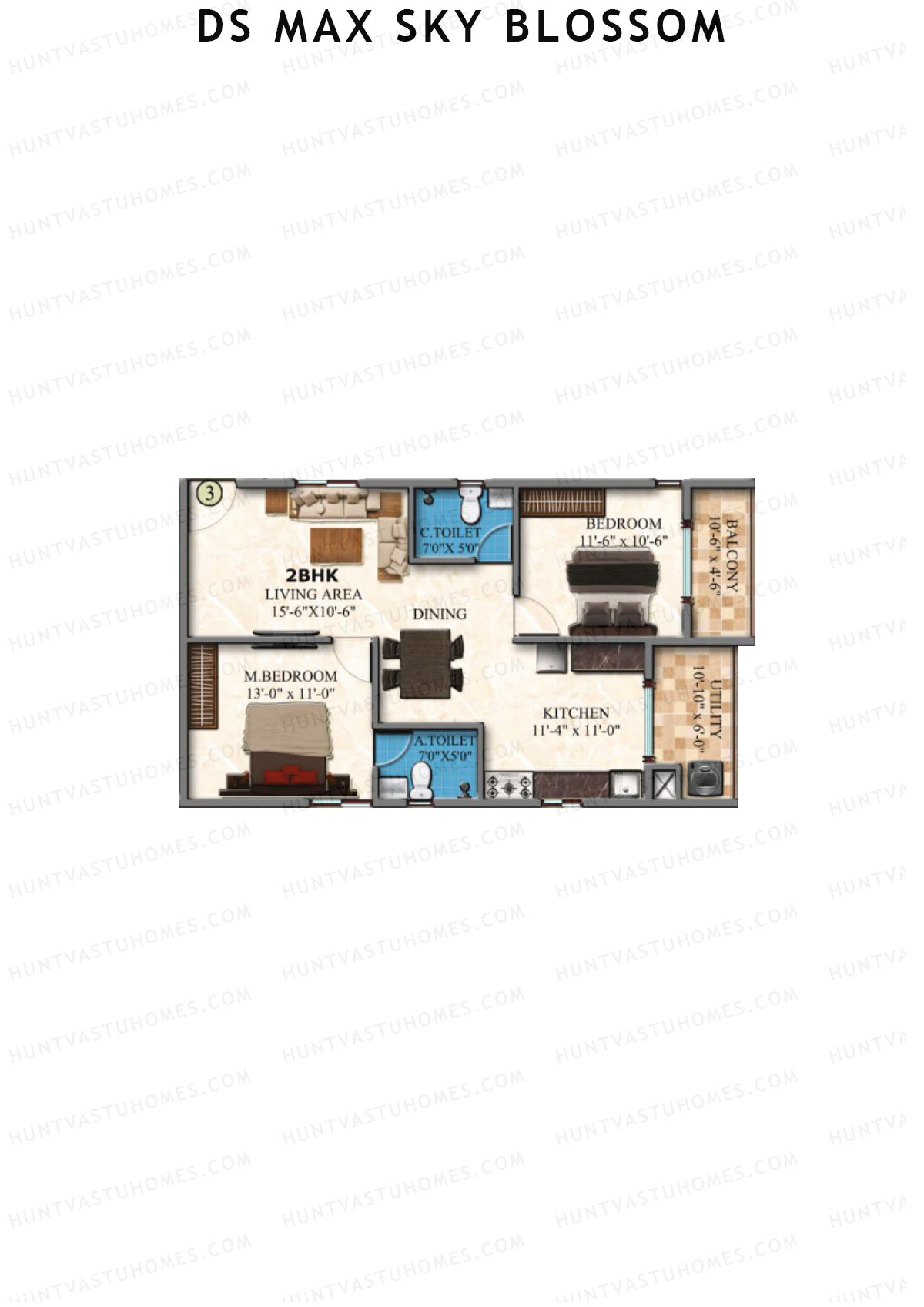 DS Max Sky Blossom Tower 1 Unit 3 Floor Plan
