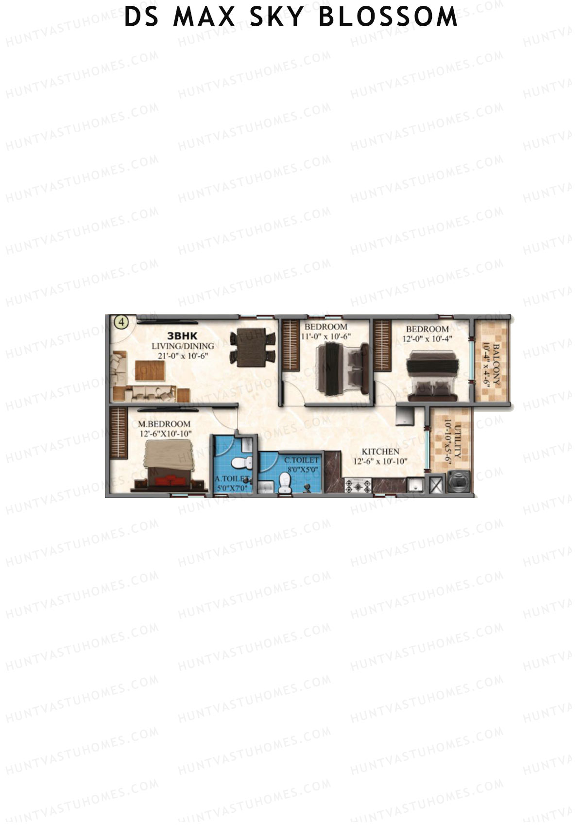 DS Max Sky Blossom Tower 1 Unit 4 Floor Plan