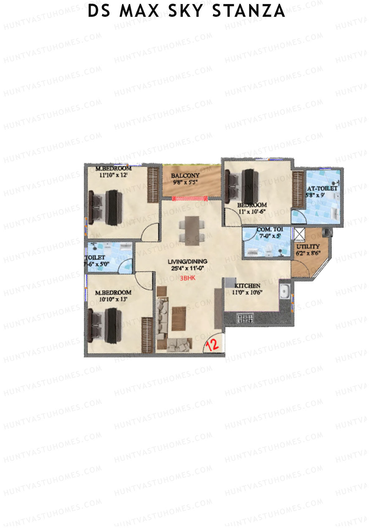 DS MAX Sky Stanza Block A Unit 12 Floor Plan