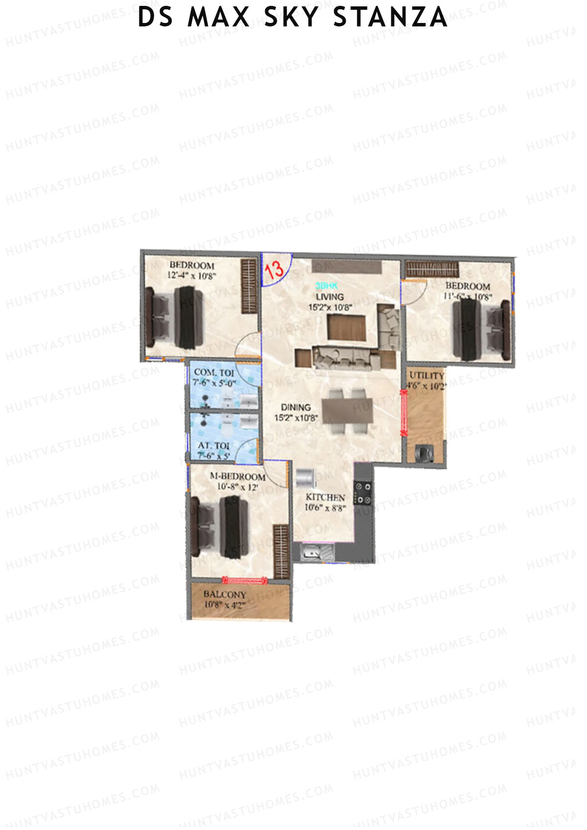 DS MAX Sky Stanza Block A Unit 13 Floor Plan