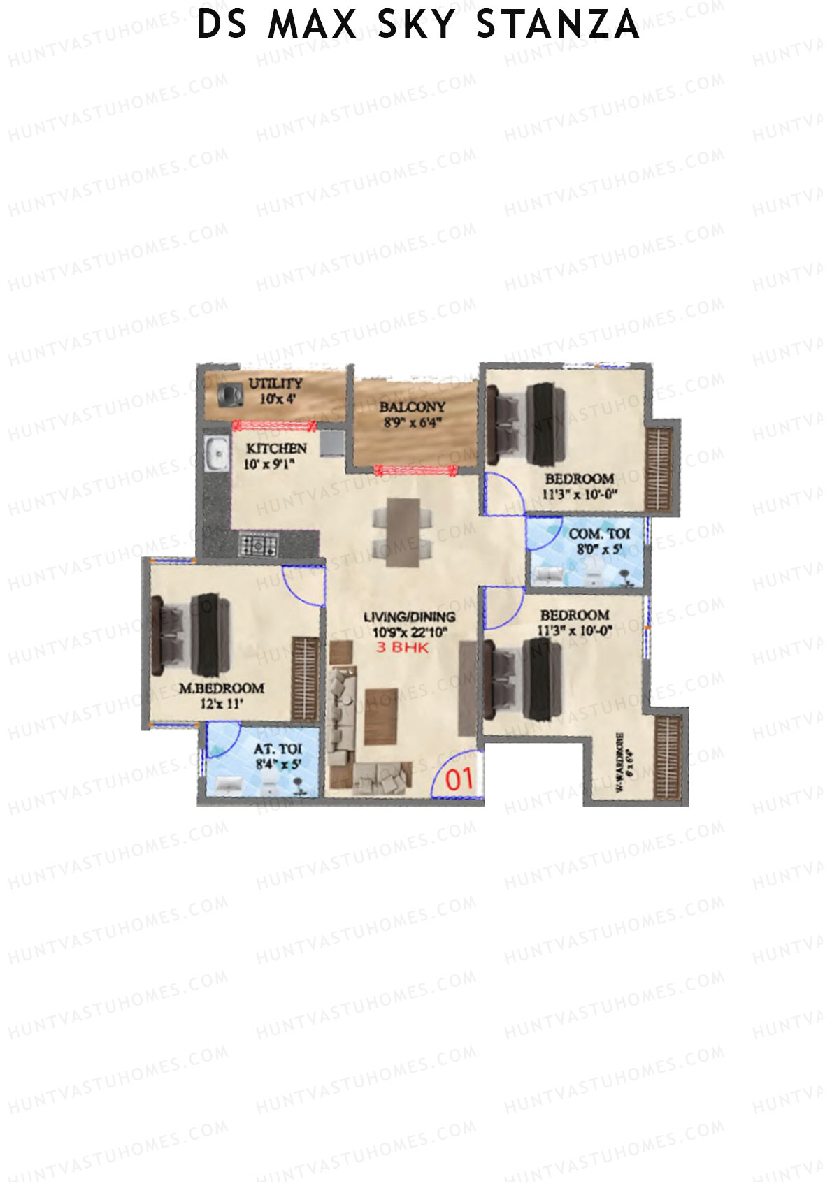 DS MAX Sky Stanza Block A Unit 1 Floor Plan