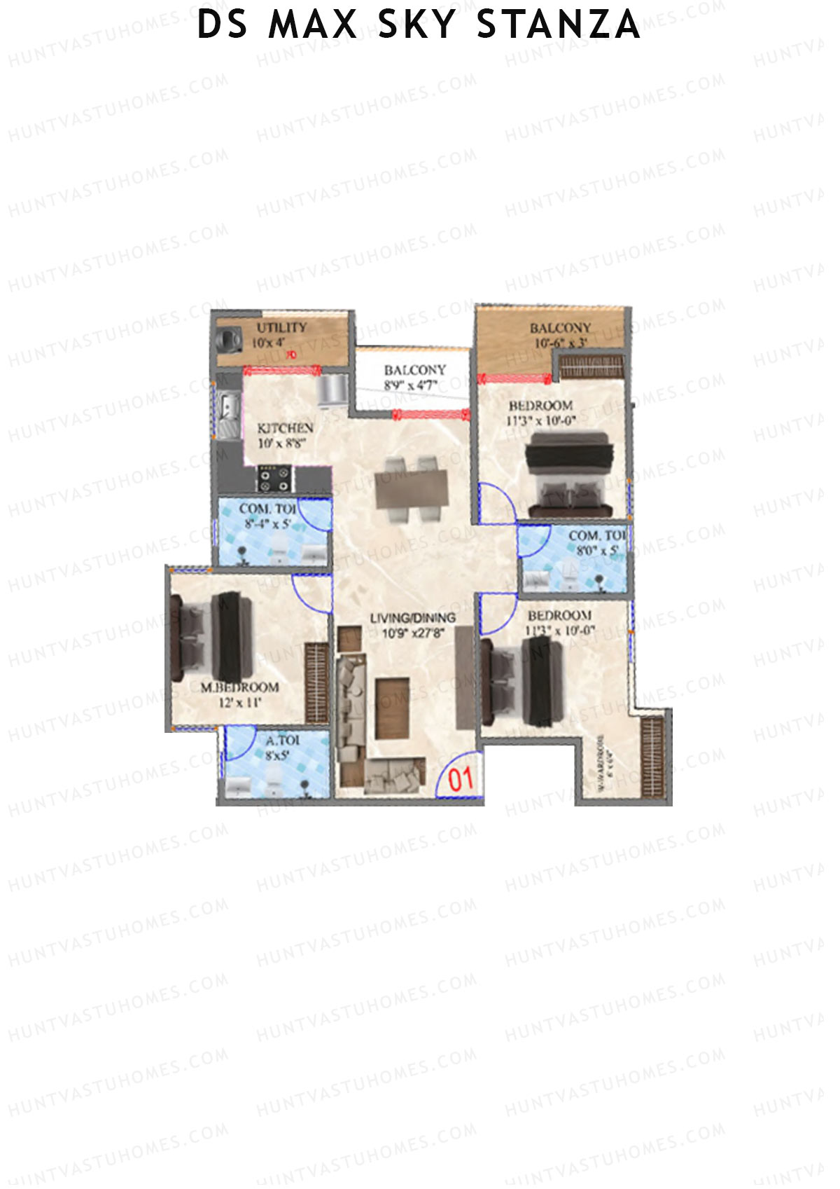 DS MAX Sky Stanza Block A Unit 1 Floor Plan