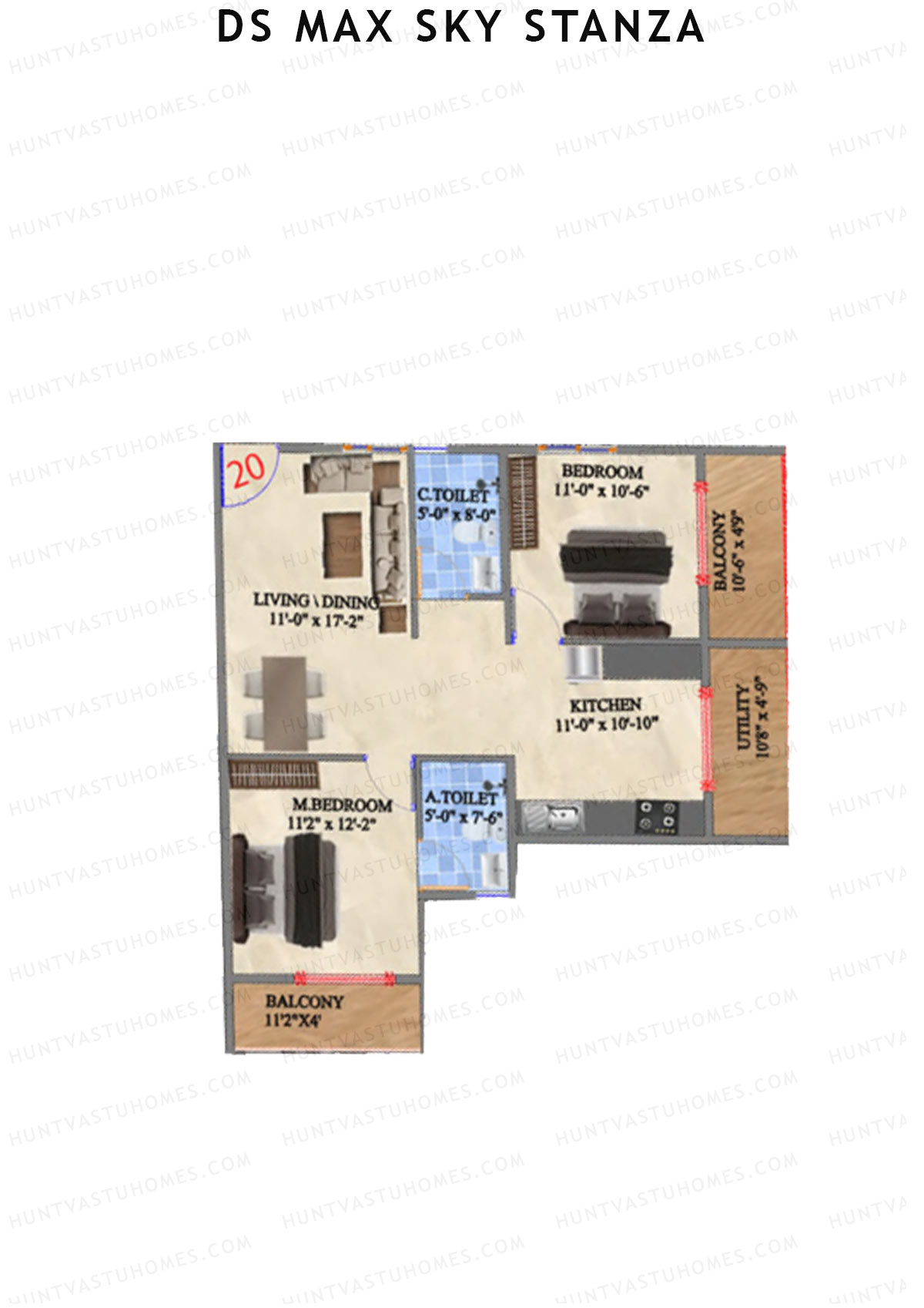 DS MAX Sky Stanza Block A Unit 20 Floor Plan