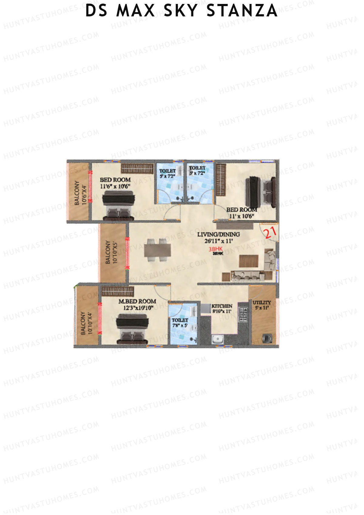 DS MAX Sky Stanza Block A Unit 21 Floor Plan