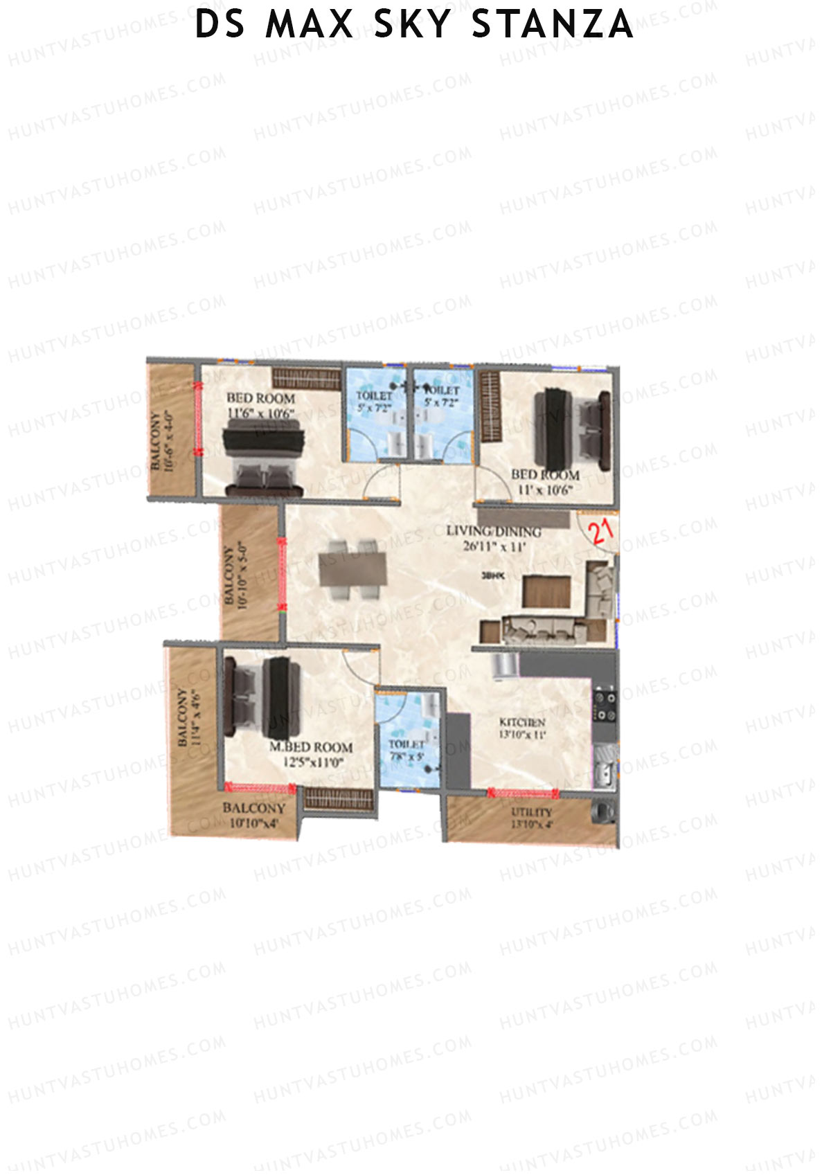 DS MAX Sky Stanza Block A Unit 21 Floor Plan