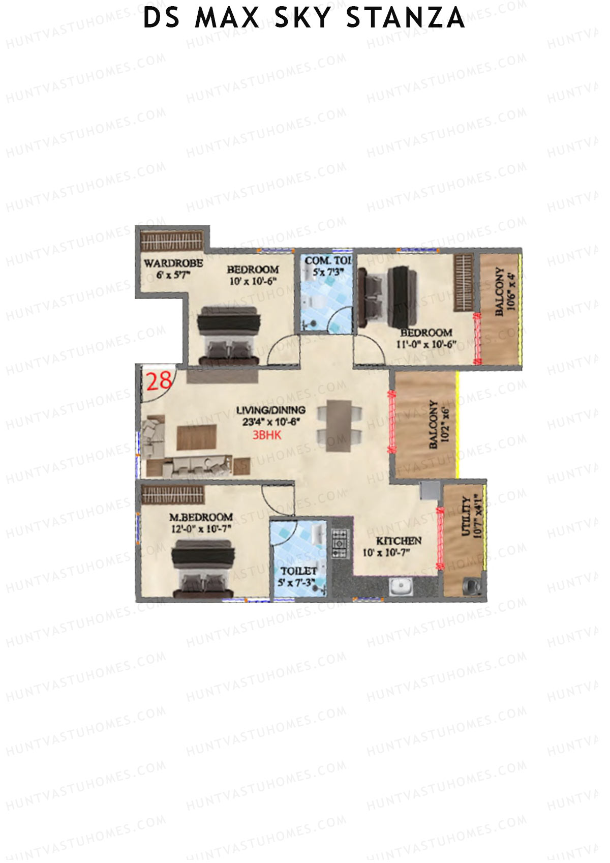 DS MAX Sky Stanza Block A Unit 28 Floor Plan