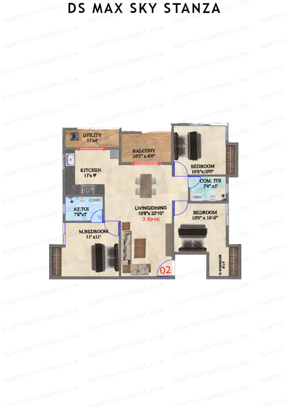 DS MAX Sky Stanza Block A Unit 2 Floor Plan