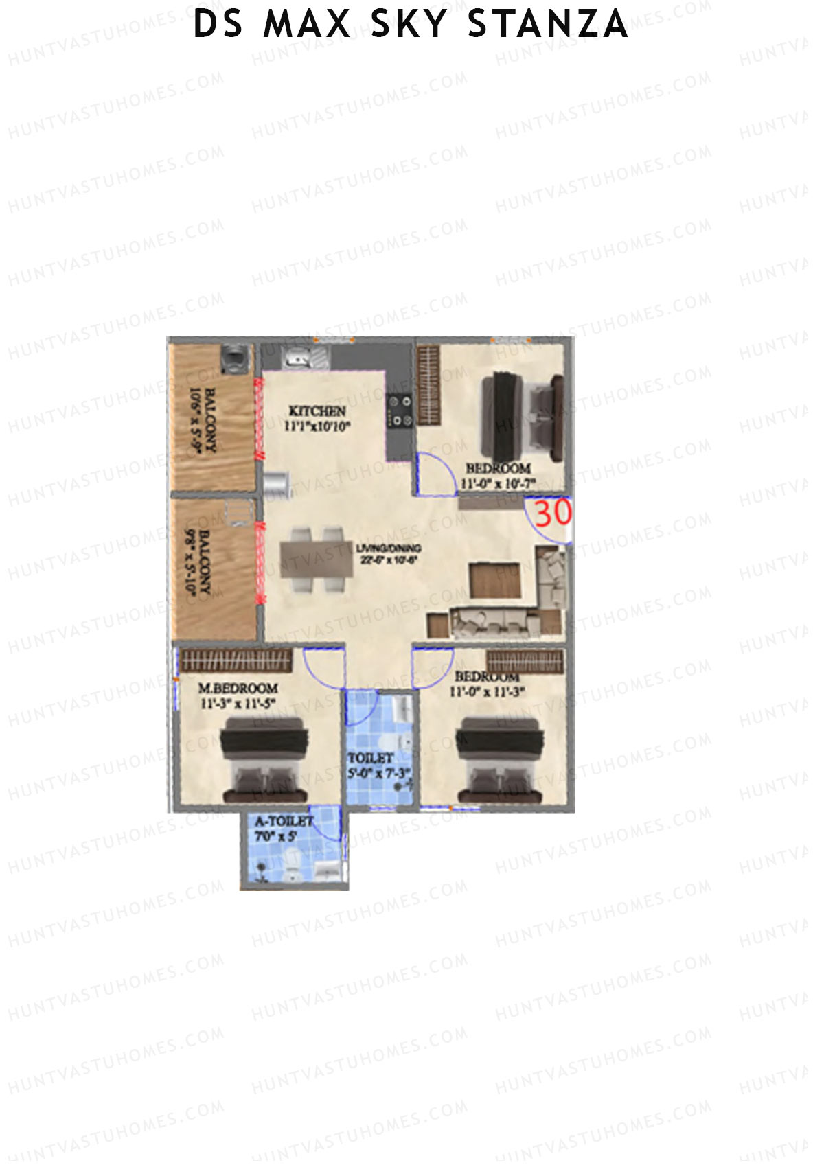 DS MAX Sky Stanza Block A Unit 30 Floor Plan