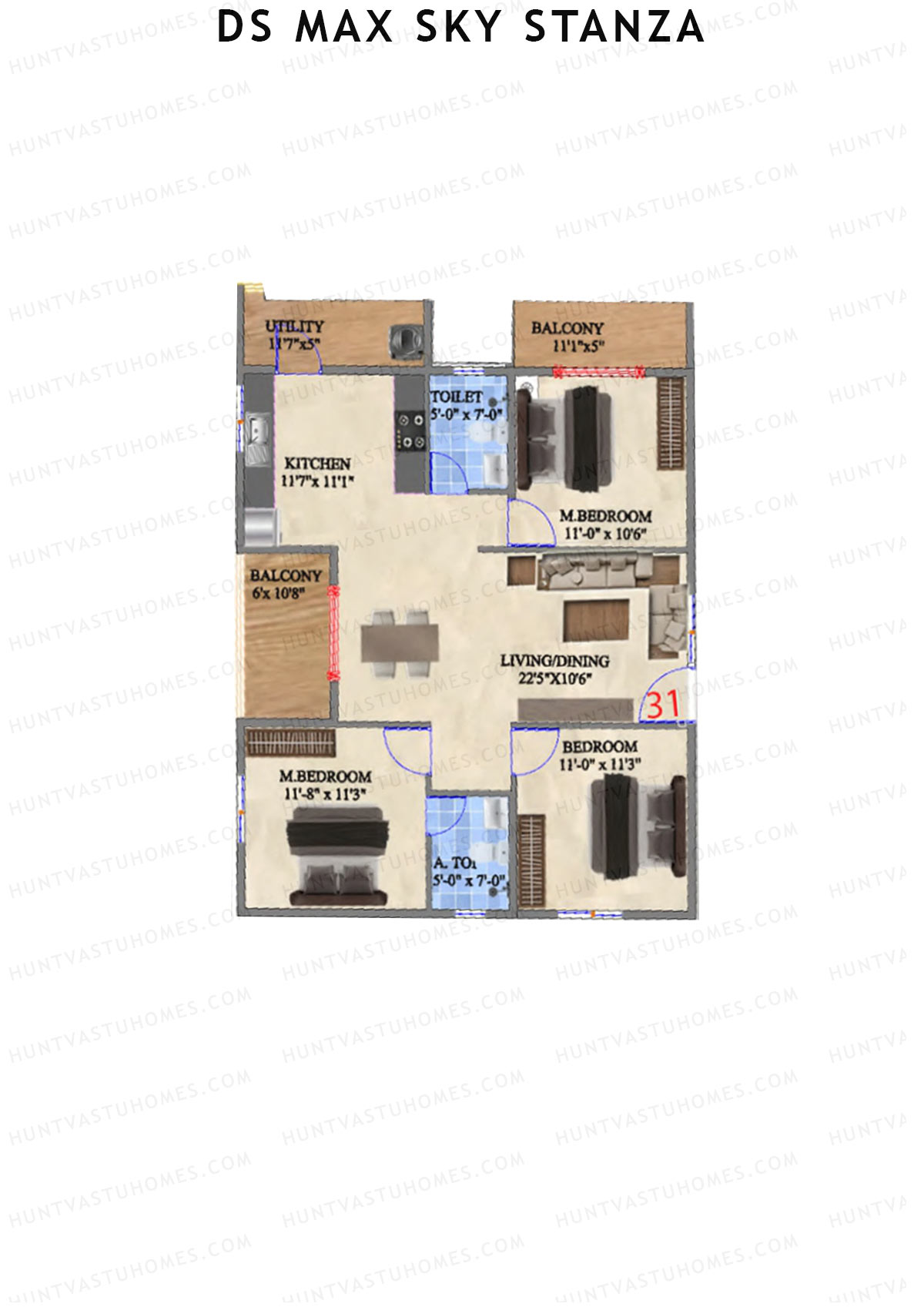 DS MAX Sky Stanza Block A Unit 31 Floor Plan
