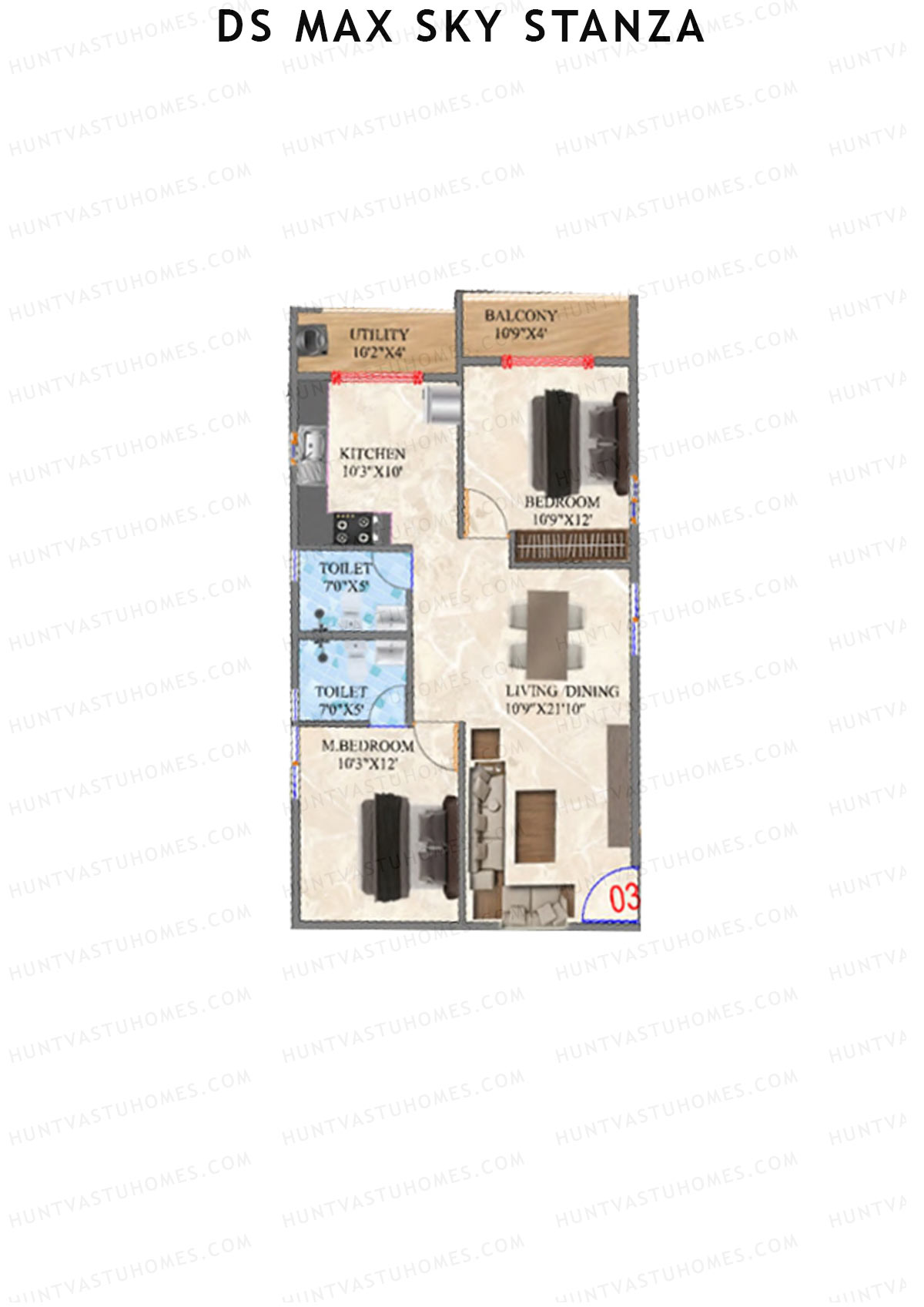 DS MAX Sky Stanza Block A Unit 3 Floor Plan