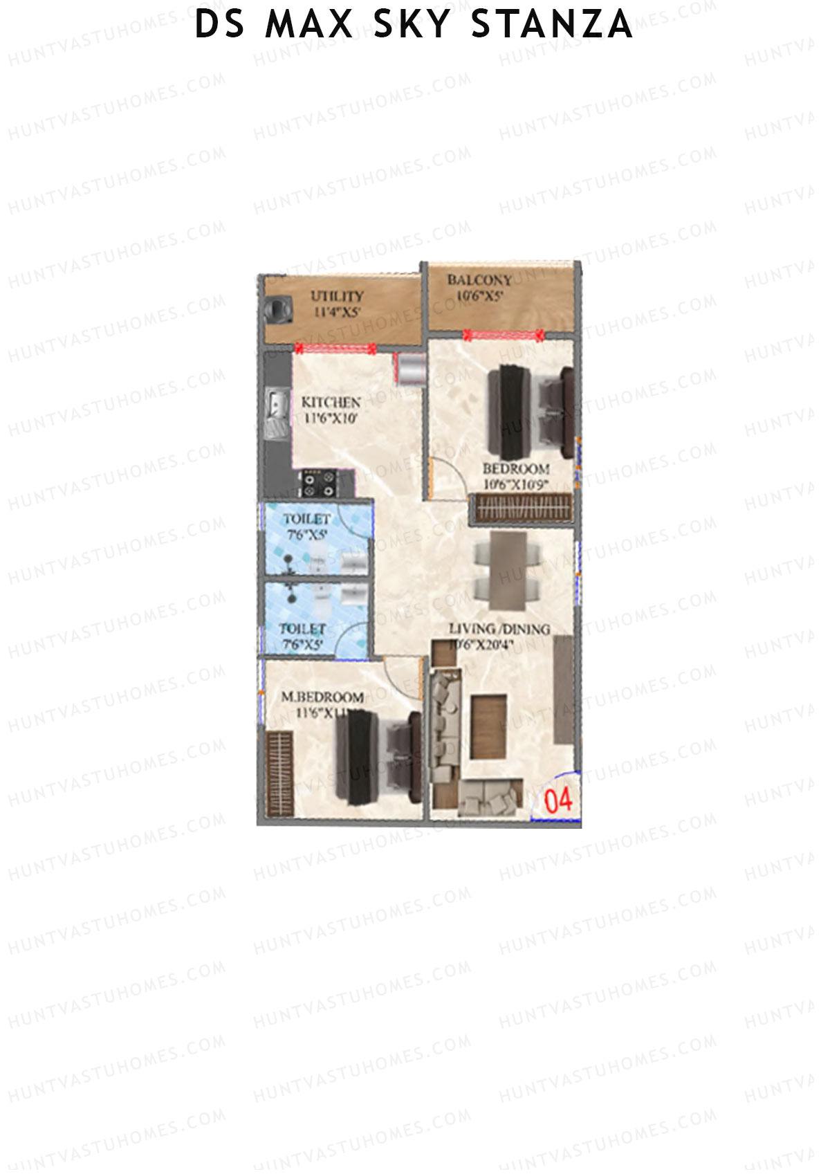 DS MAX Sky Stanza Block A Unit 4 Floor Plan