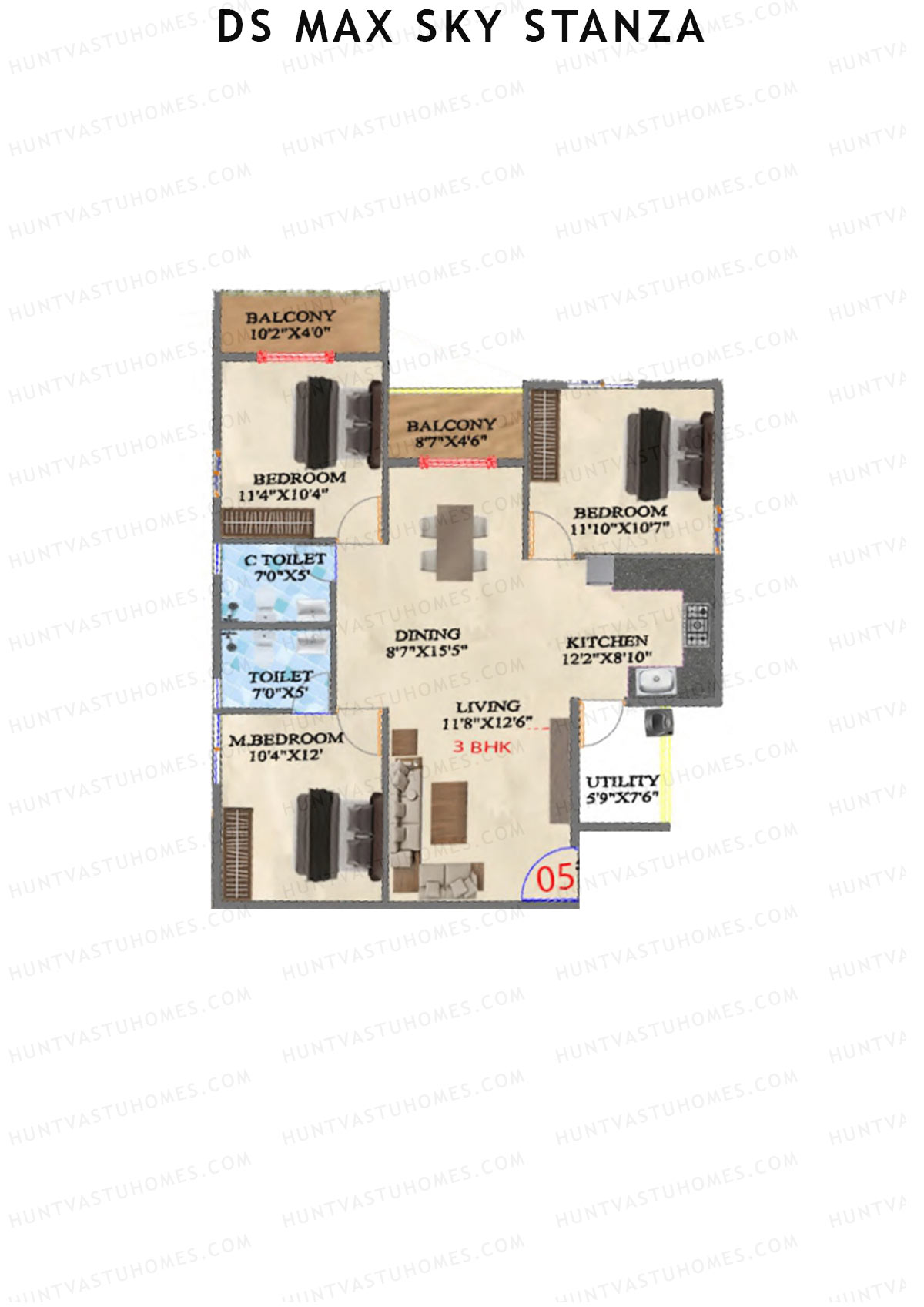 DS MAX Sky Stanza Block A Unit 5 Floor Plan