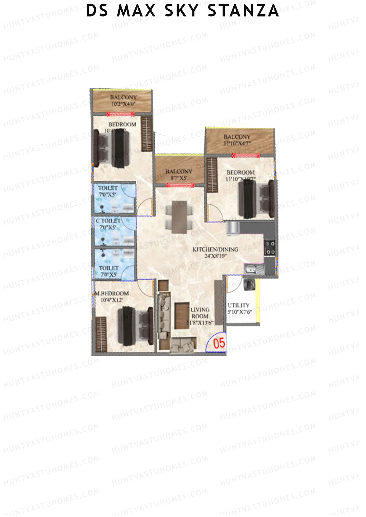 DS MAX Sky Stanza Block A Unit 5 Floor Plan
