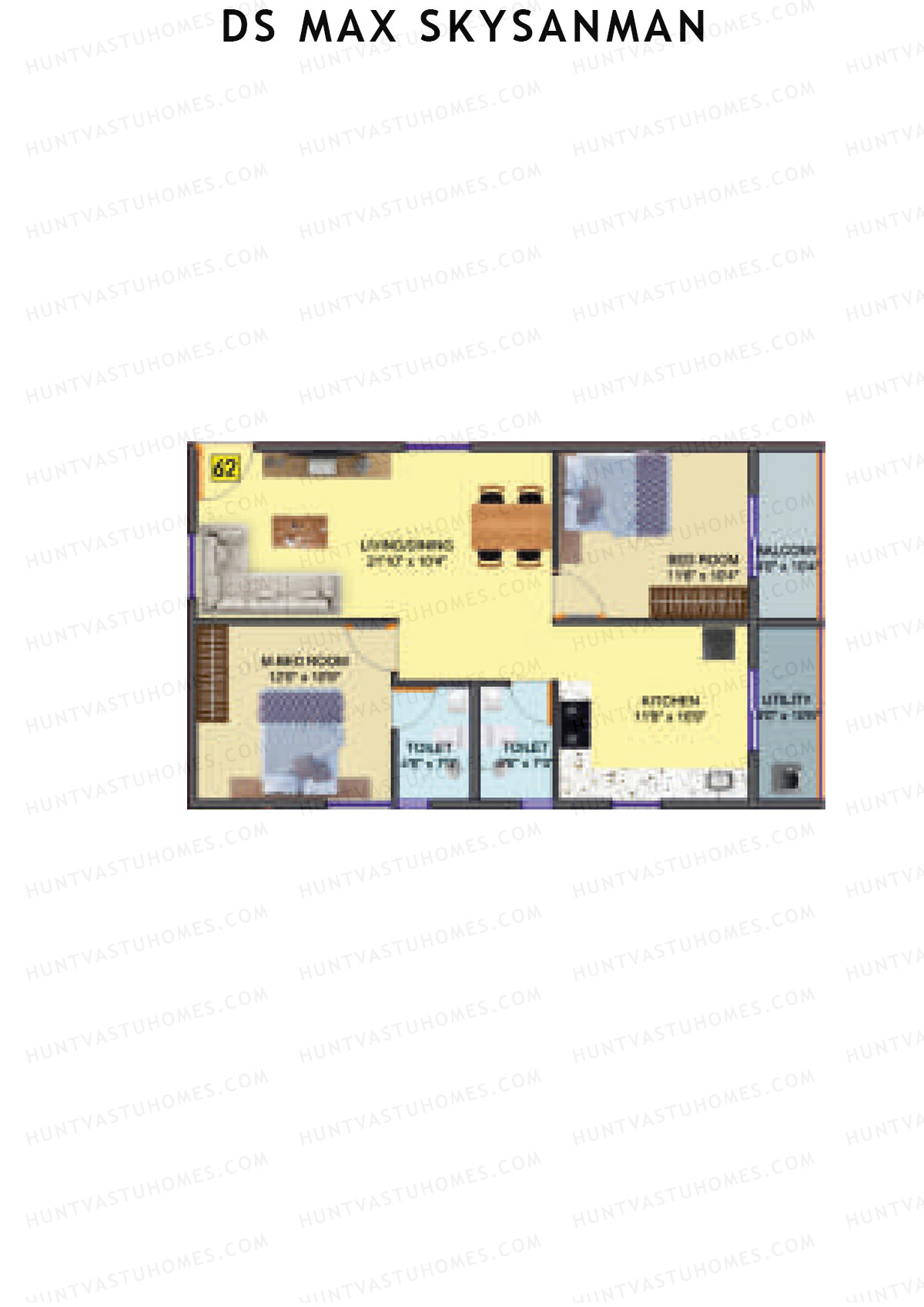 DS MAX SkySanman, Tower A, Unit 63, 2BHK, Super Area 1207   sq ft 
