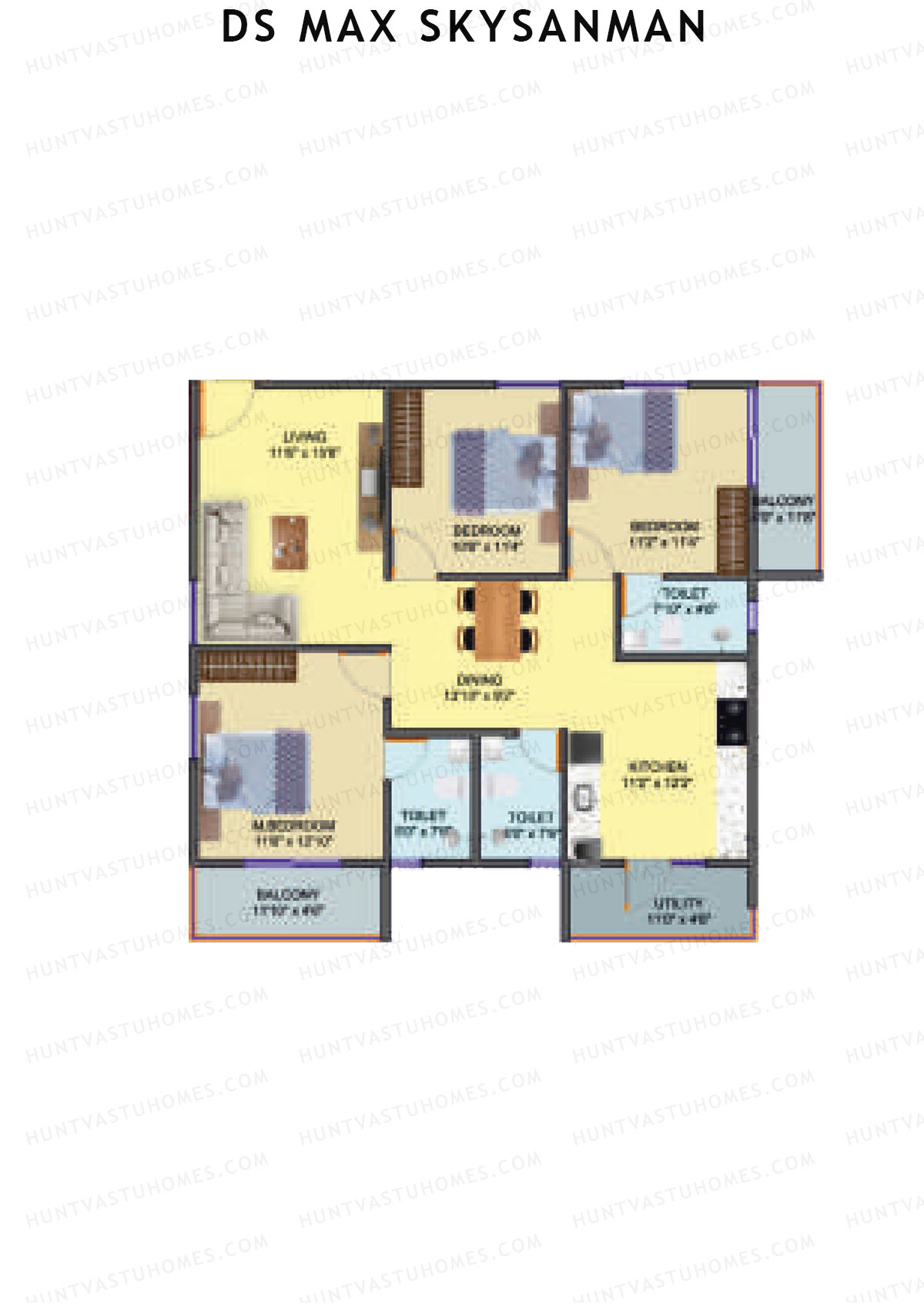 DS MAX SkySanman, Tower A, Unit 66, 3BHK, Super Area 1656   sq ft 