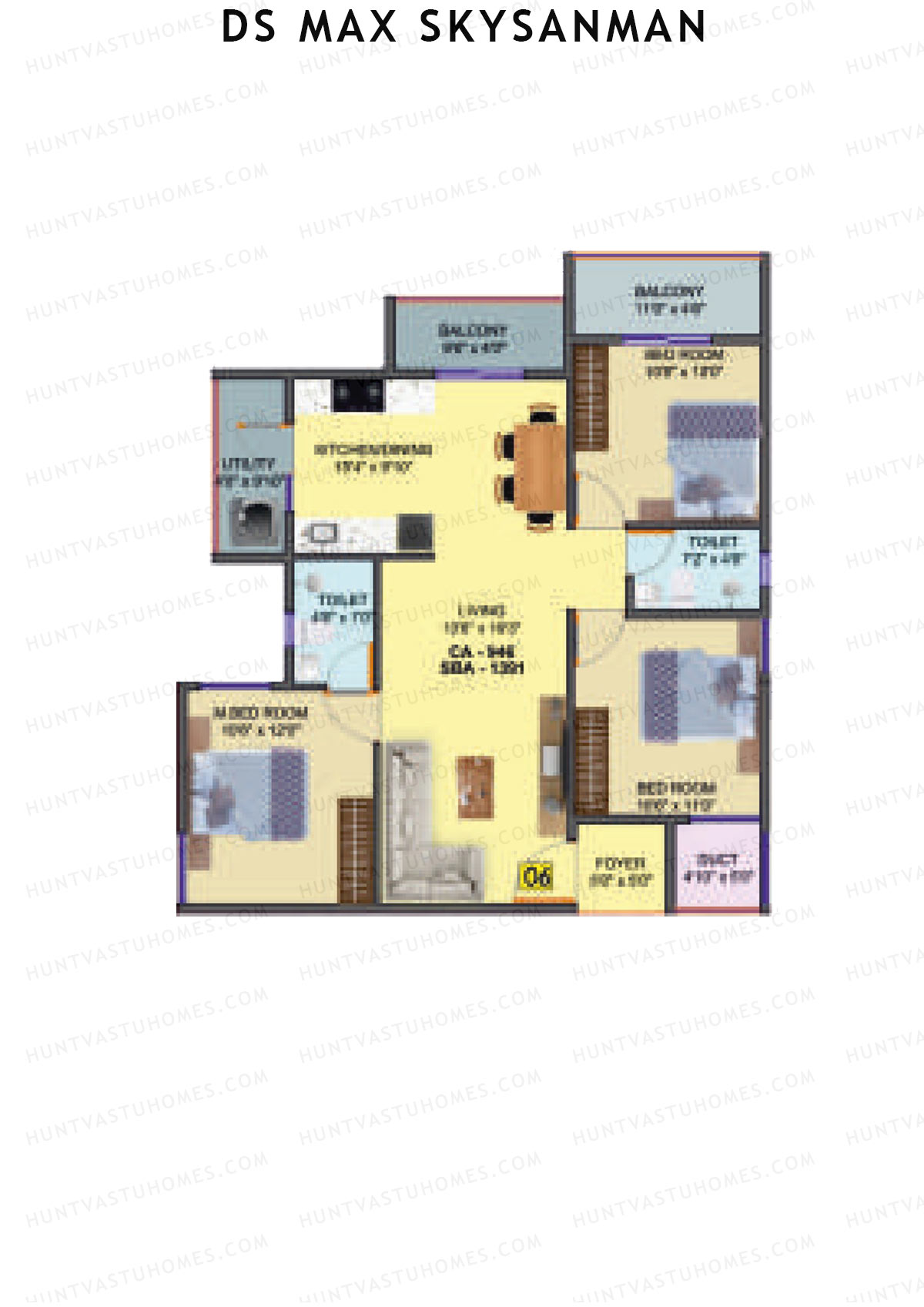 DS MAX SkySanman, Tower A, Unit 6, 3BHK, Super Area 1391   sq ft 