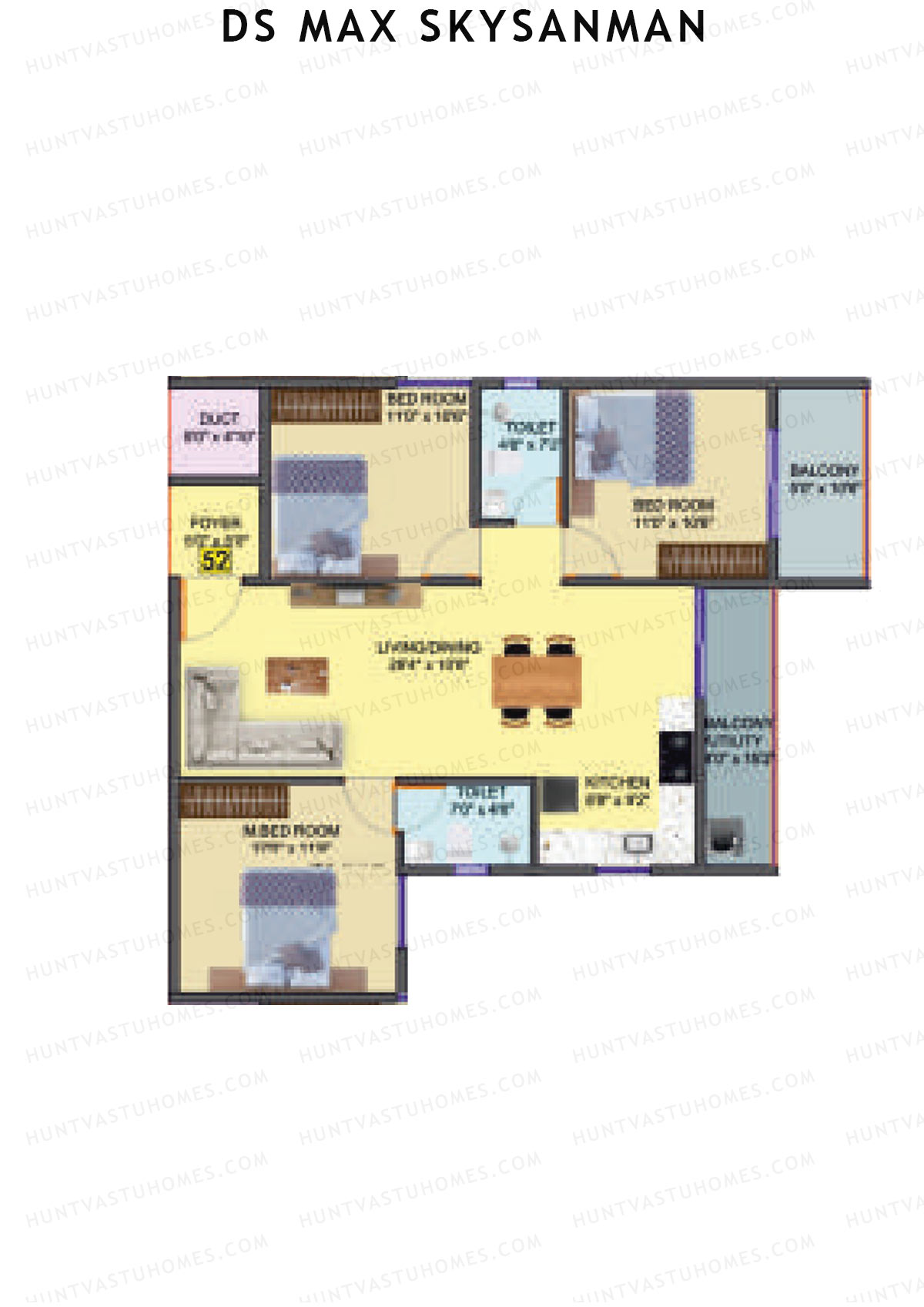 DS MAX SkySanman, Tower B, Unit 53, 3BHK, Super Area 1379   sq ft 