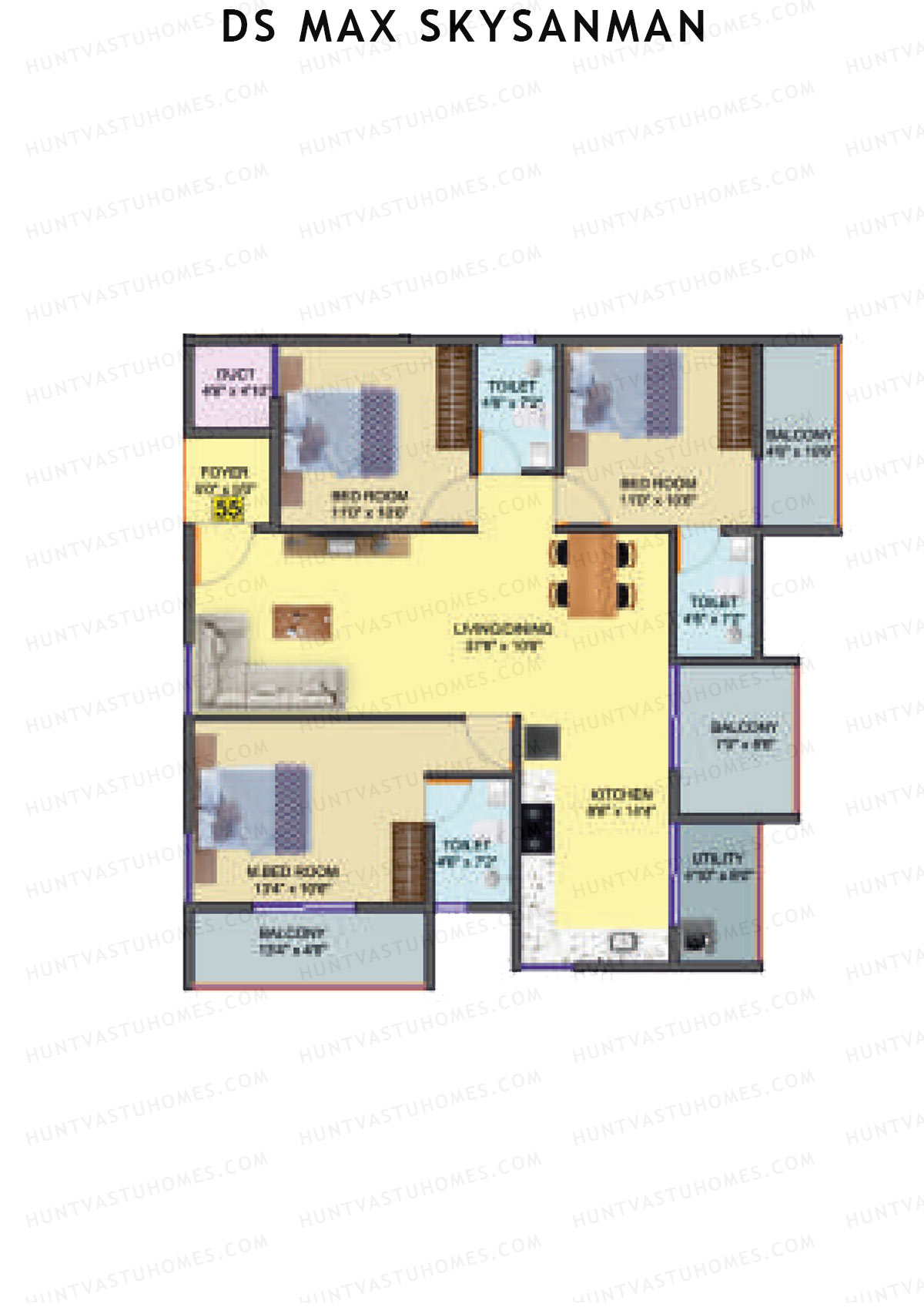 DS MAX SkySanman, Tower B, Unit 55, 3BHK, Super Area 1706   sq ft 