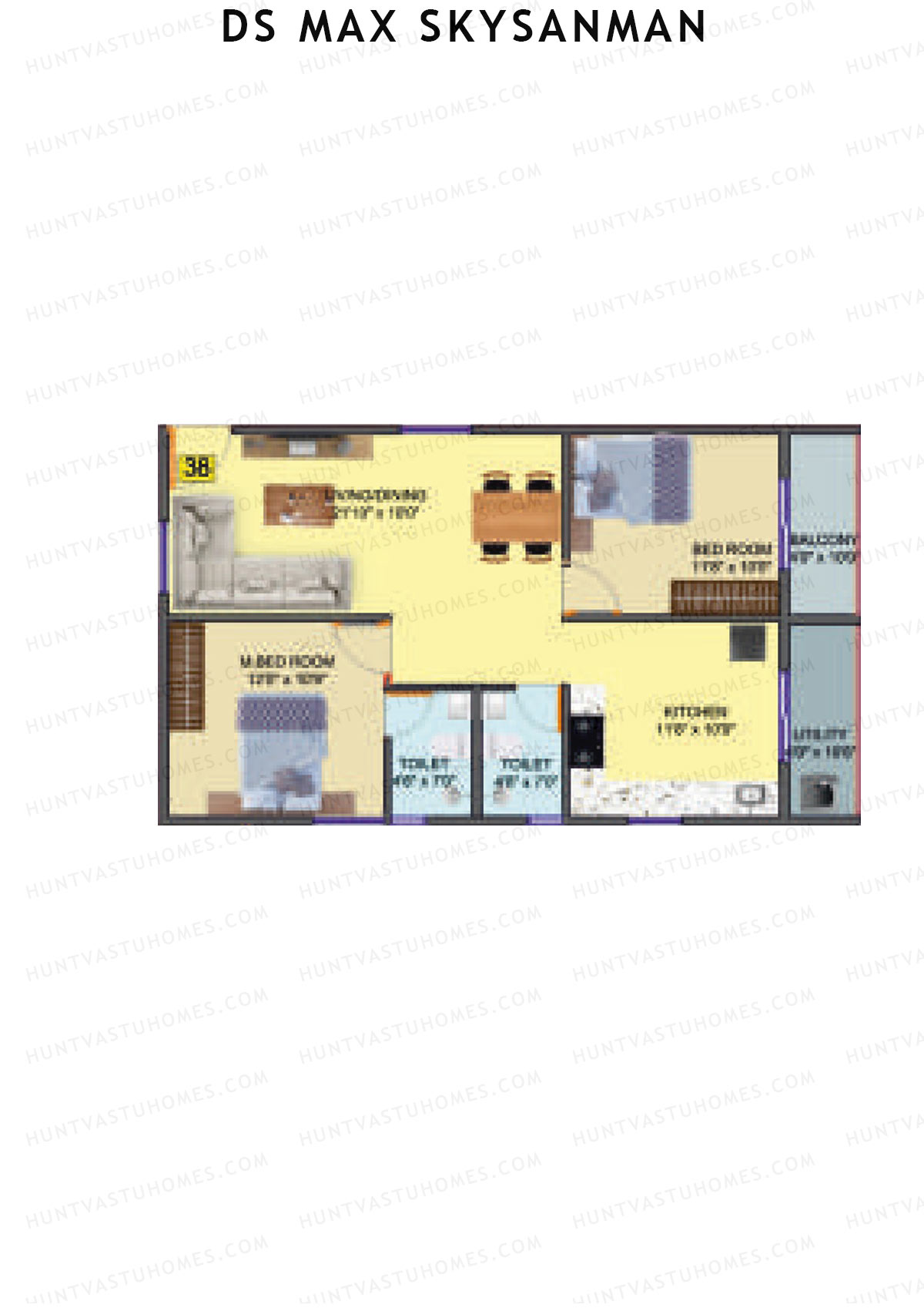 DS MAX SkySanman, Tower C, Unit 41, 2BHK, Super Area 1194   sq ft 