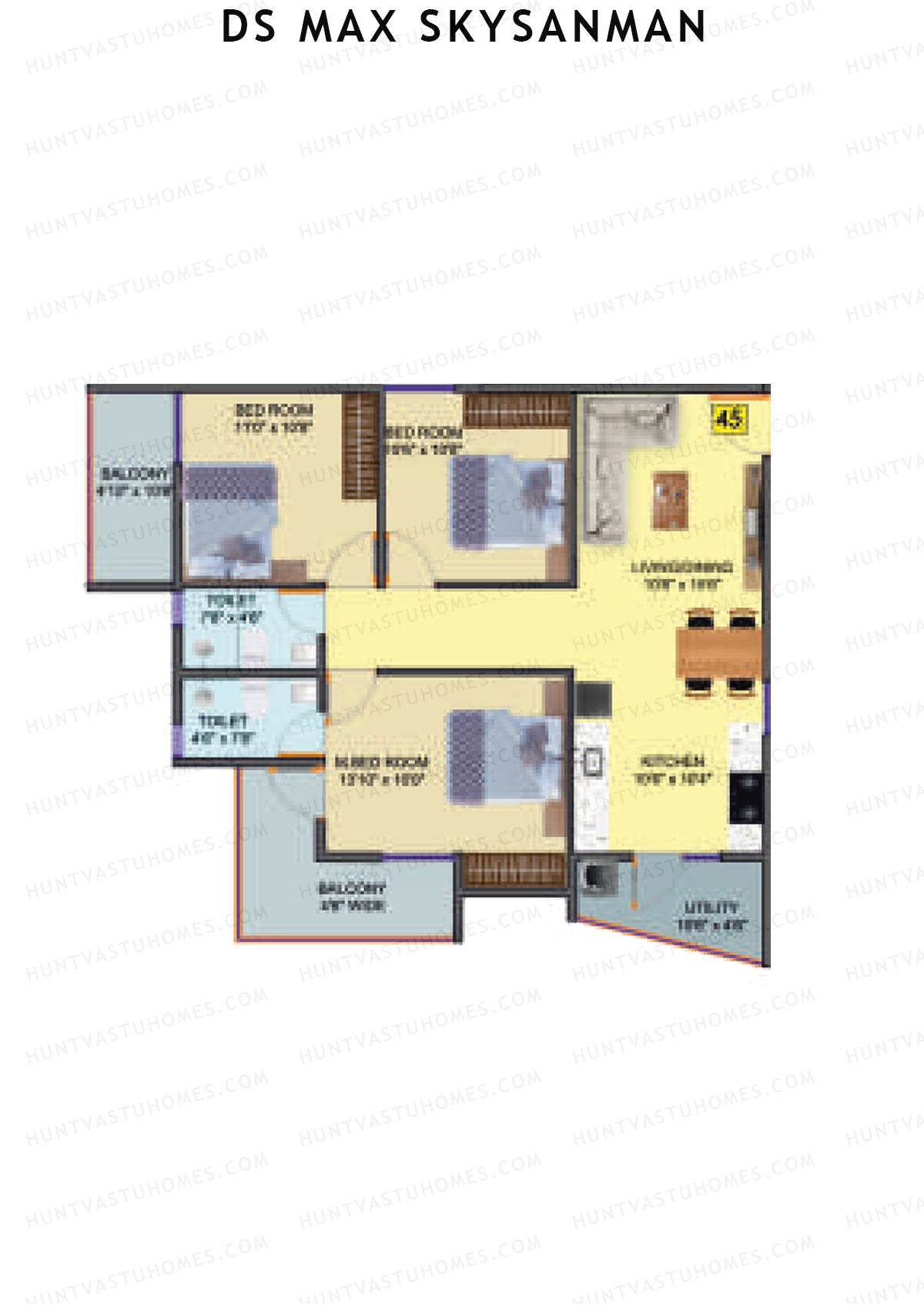 DS MAX SkySanman, Tower C, Unit 45, 3BHK, Super Area 1438   sq ft 