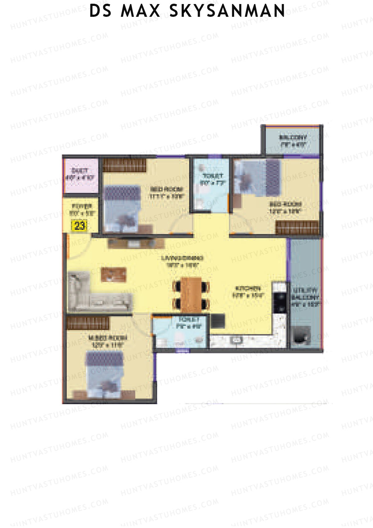 DS MAX SkySanman, Tower D, Unit 23, 3BHK, Super Area 1437   sq ft 