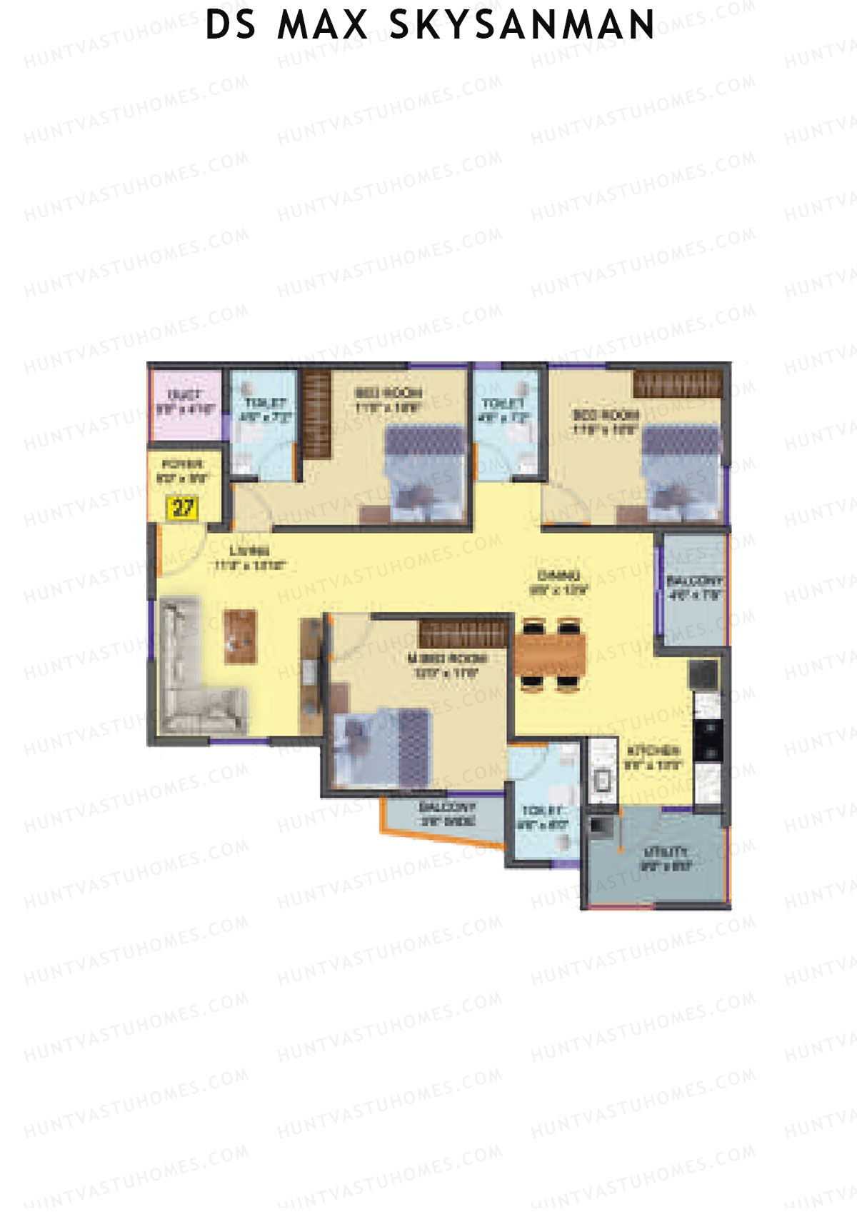 DS MAX SkySanman, Tower D, Unit 27, 3BHK, Super Area 1597   sq ft 