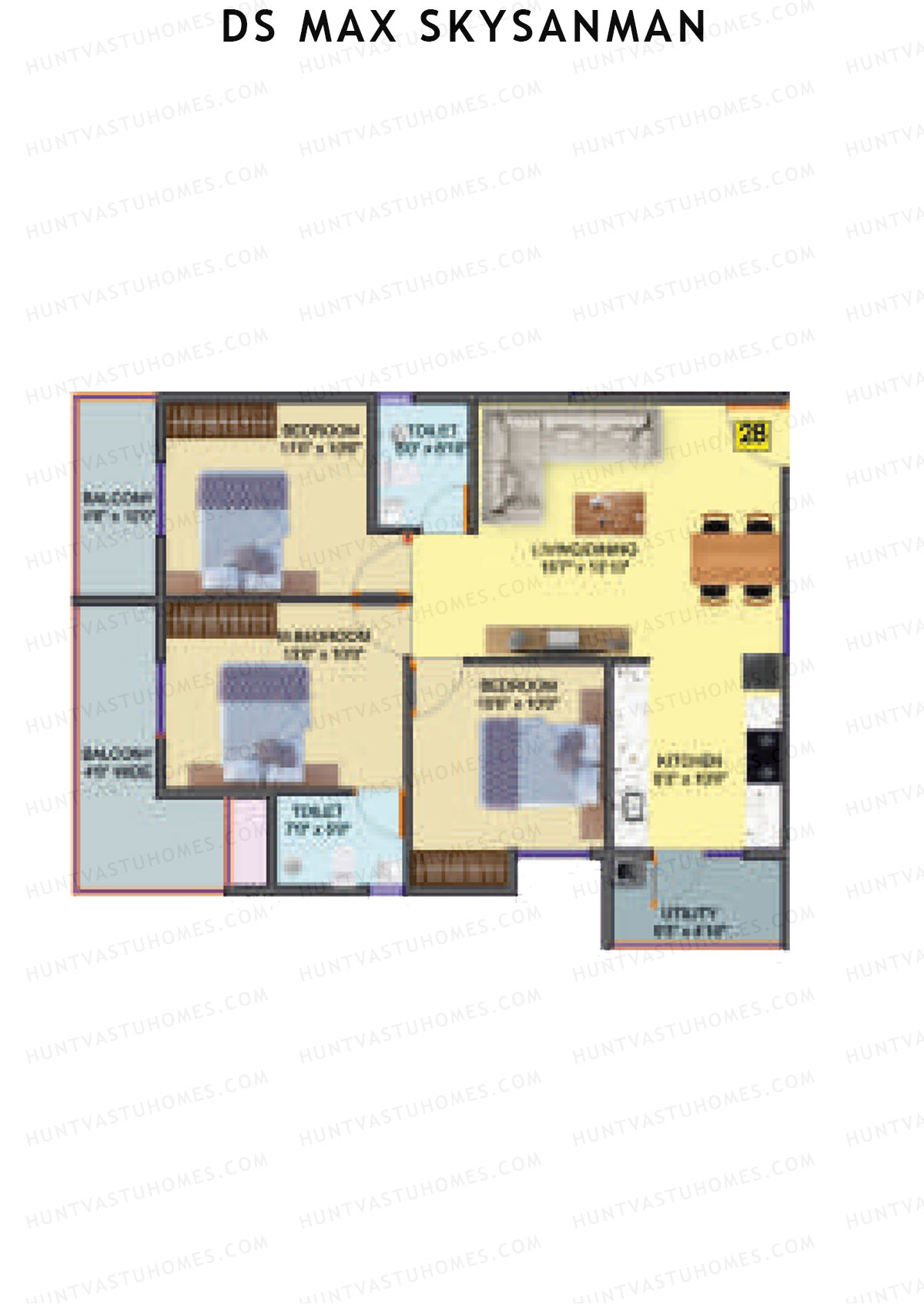 DS MAX SkySanman, Tower D, Unit 28, 3BHK, Super Area 1450   sq ft 