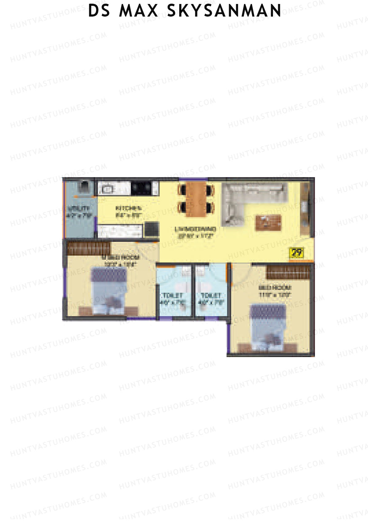 DS MAX SkySanman, Tower D, Unit 29, 2BHK, Super Area 978   sq ft 