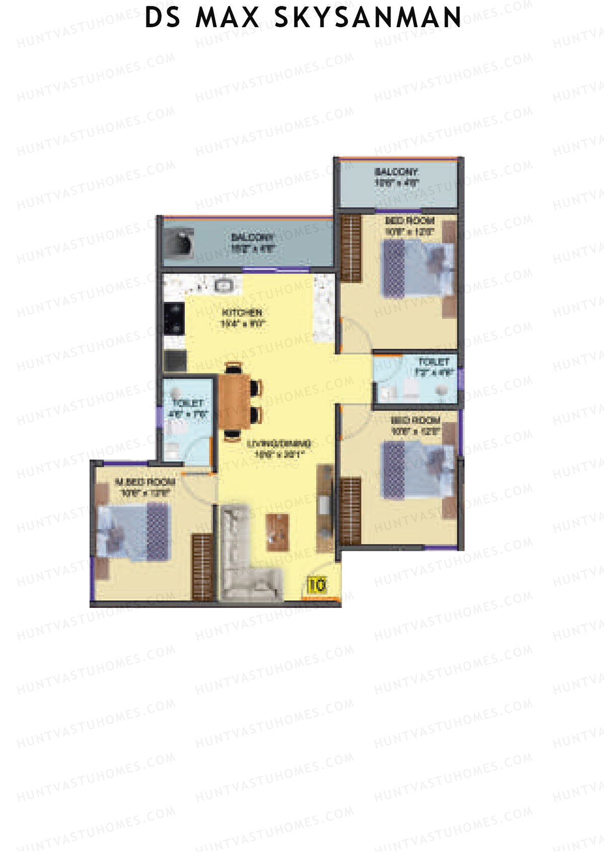 DS MAX SkySanman, Tower E, Unit 12, 3BHK, Super Area 1413   sq ft 