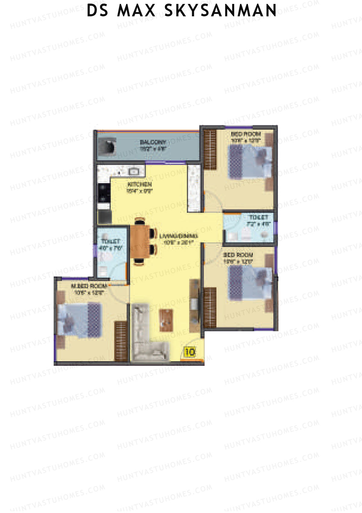 DS MAX SkySanman, Tower E, Unit 14, 3BHK, Super Area 1340   sq ft 