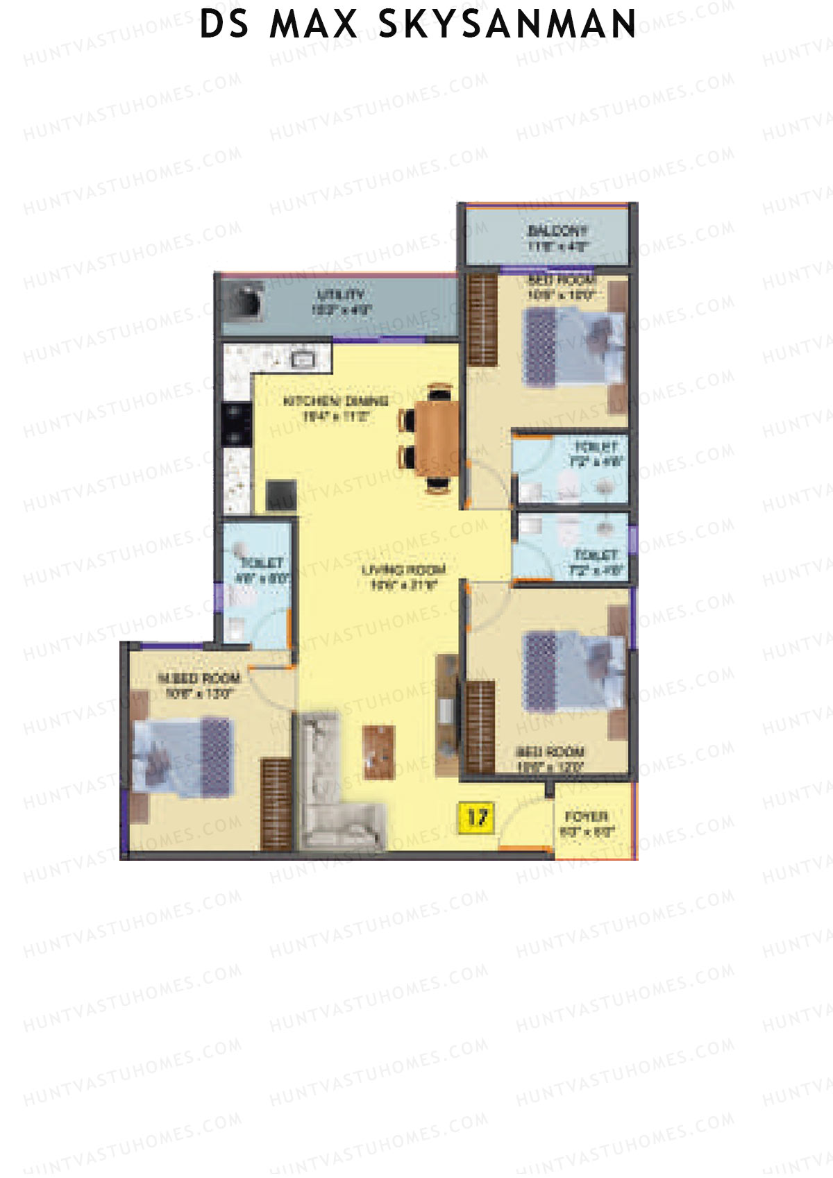 DS MAX SkySanman, Tower E, Unit 17, 3BHK, Super Area 1563   sq ft 