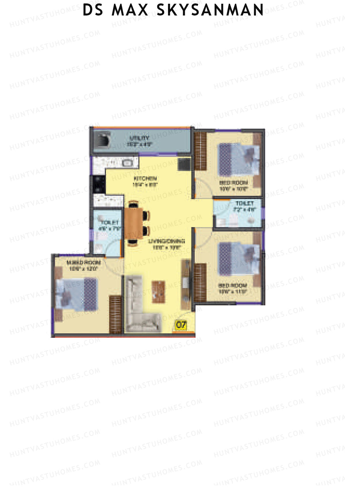 DS MAX SkySanman, Tower E, Unit 8, 3BHK, Super Area 1250   sq ft 