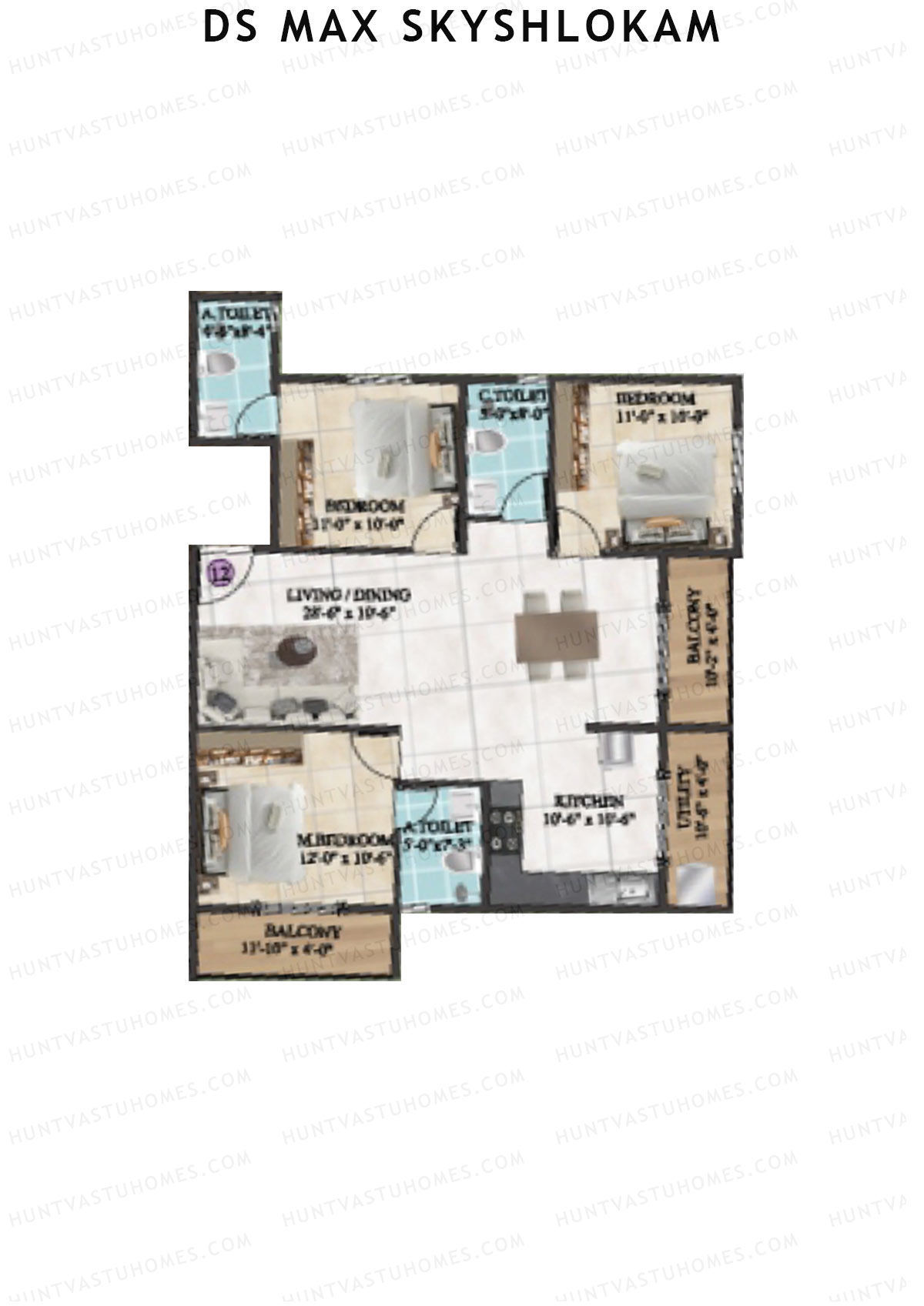 DS MAX SkyShlokam Tower 1 Unit 12 Floor Plan
