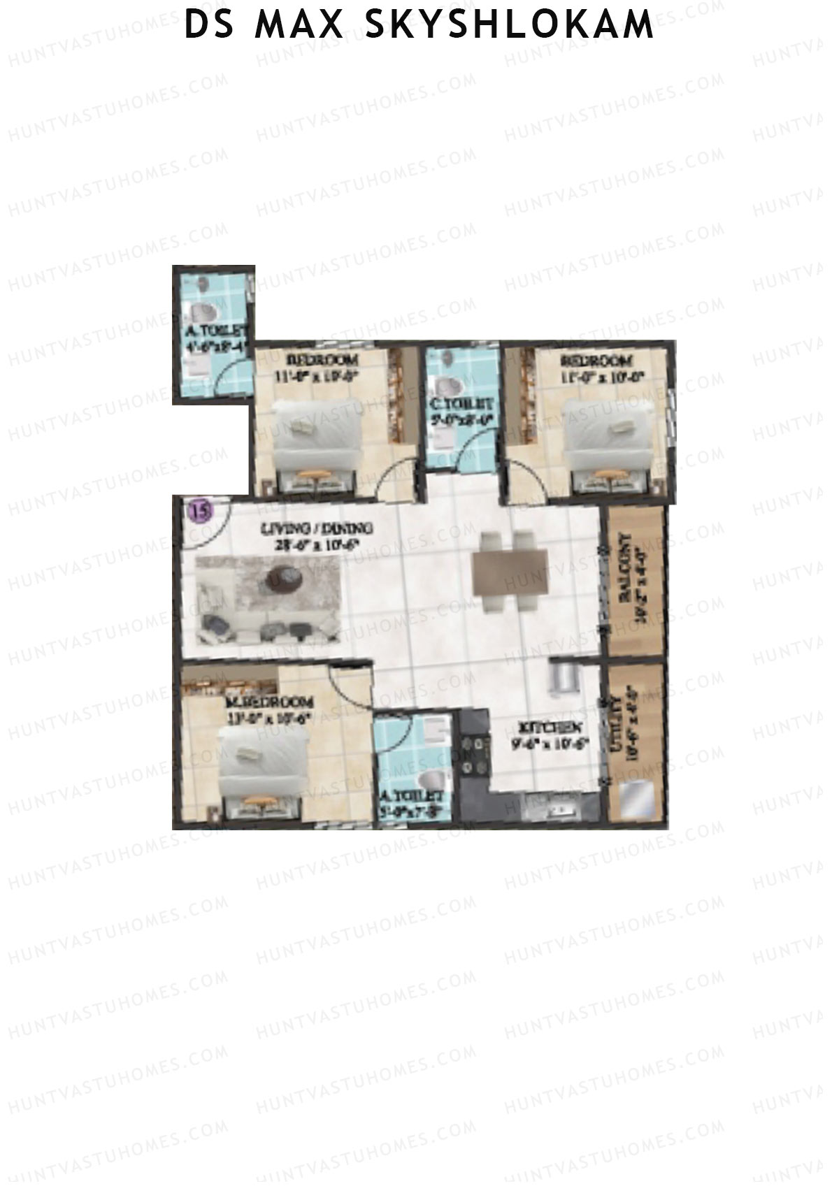 DS MAX SkyShlokam Tower 1 Unit 15 Floor Plan