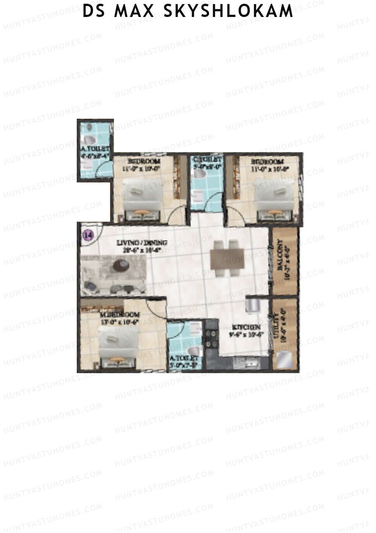 DS MAX SkyShlokam Tower 2 Unit 10 Floor Plan