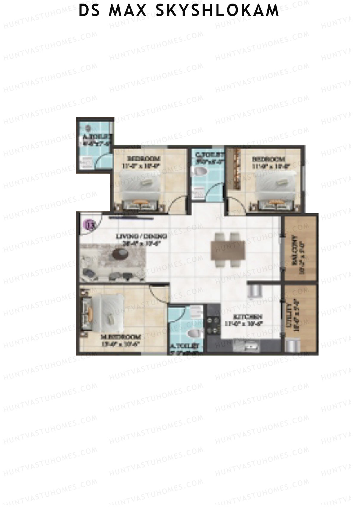 DS MAX SkyShlokam Tower 2 Unit 13 Floor Plan