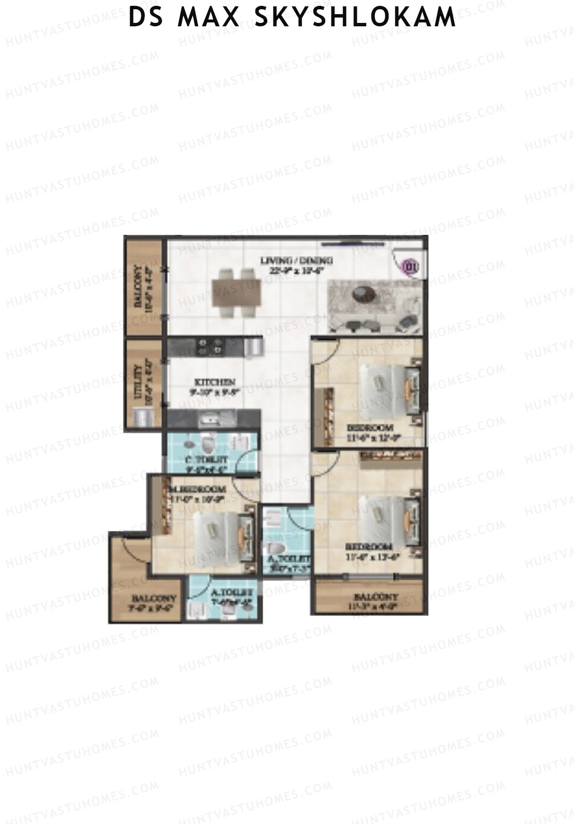 DS MAX SkyShlokam Tower 2 Unit 1 Floor Plan