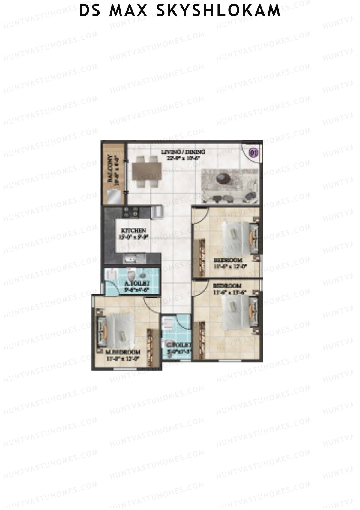 DS MAX SkyShlokam Tower 2 Unit 1 Floor Plan