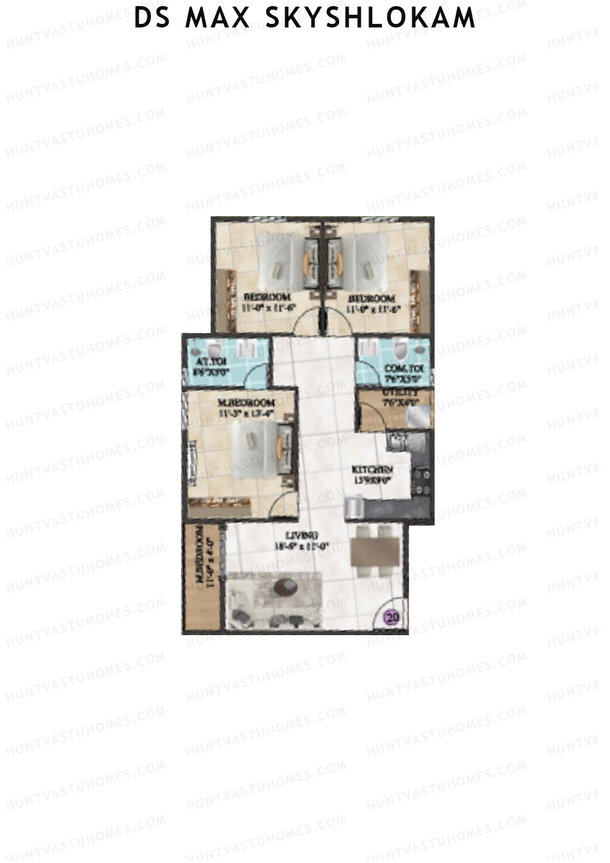 DS MAX SkyShlokam Tower 2 Unit 20 Floor Plan