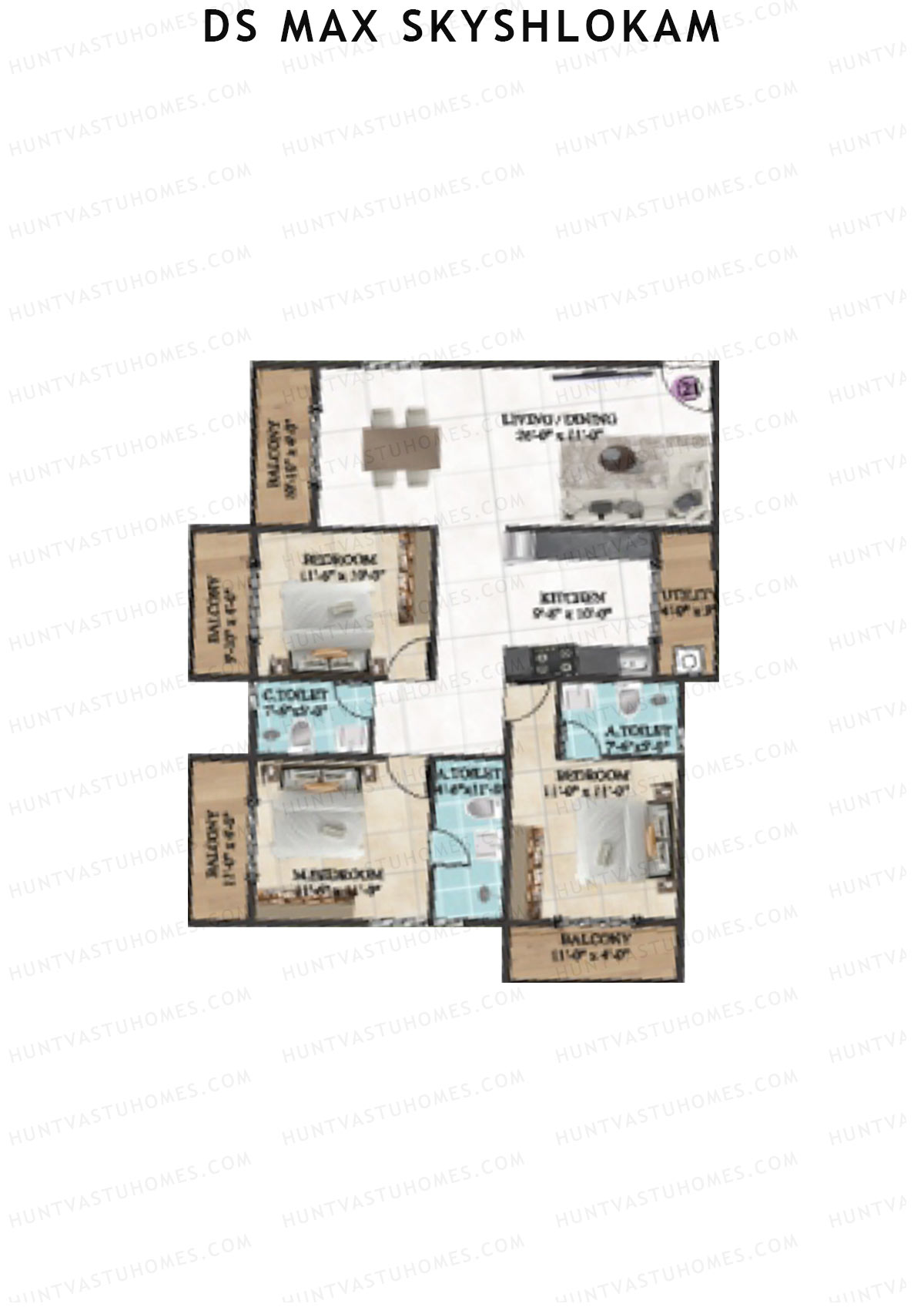 DS MAX SkyShlokam Tower 2 Unit 21 Floor Plan