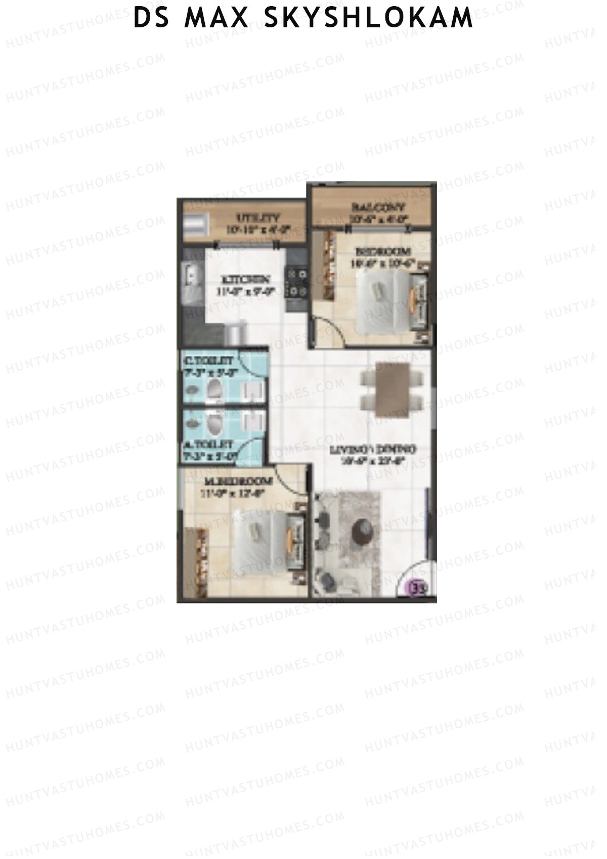 DS MAX SkyShlokam Tower 2 Unit 34 Floor Plan