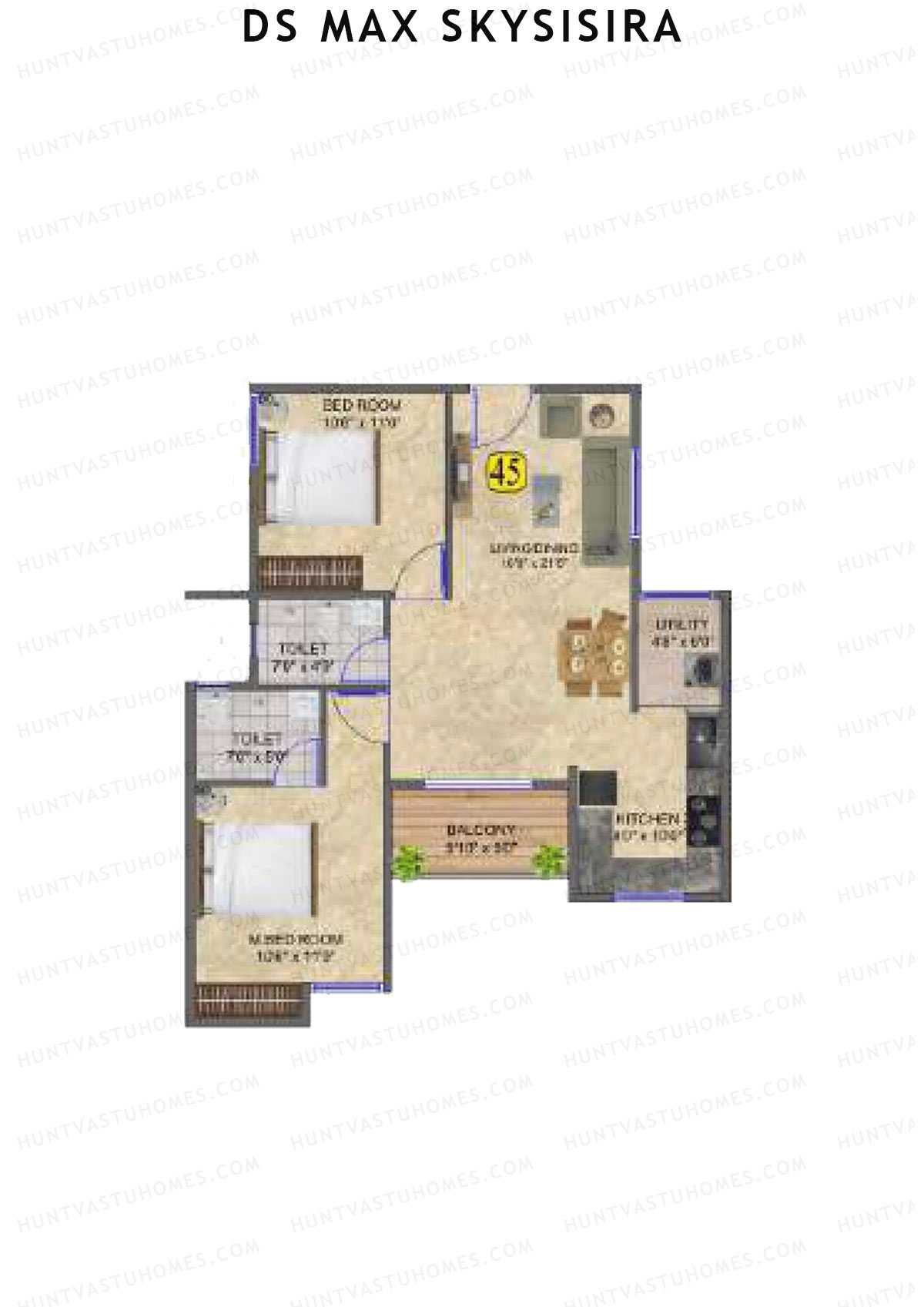 DS Max Skysisira Block A Unit 45 Floor Plan
