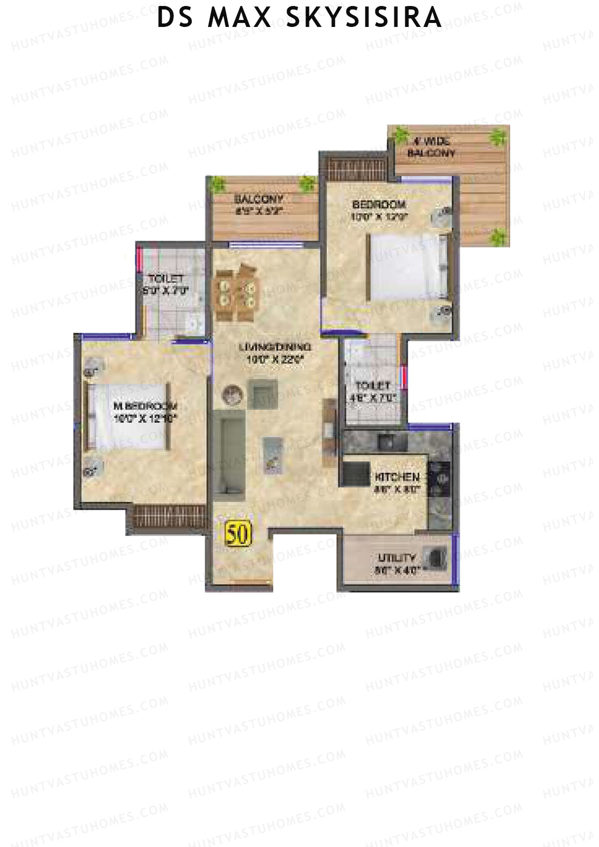 DS Max Skysisira Block A Unit 50 Floor Plan