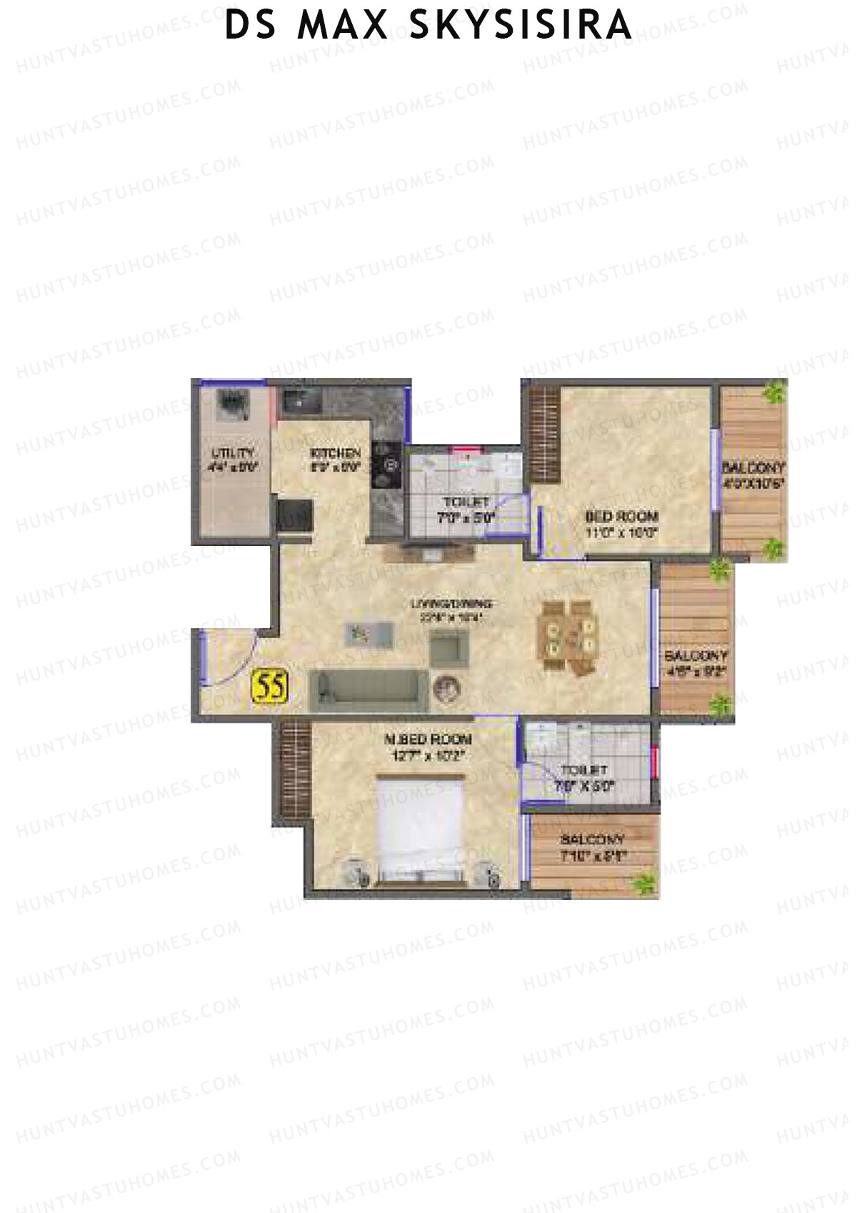 DS Max Skysisira Block A Unit 55 Floor Plan