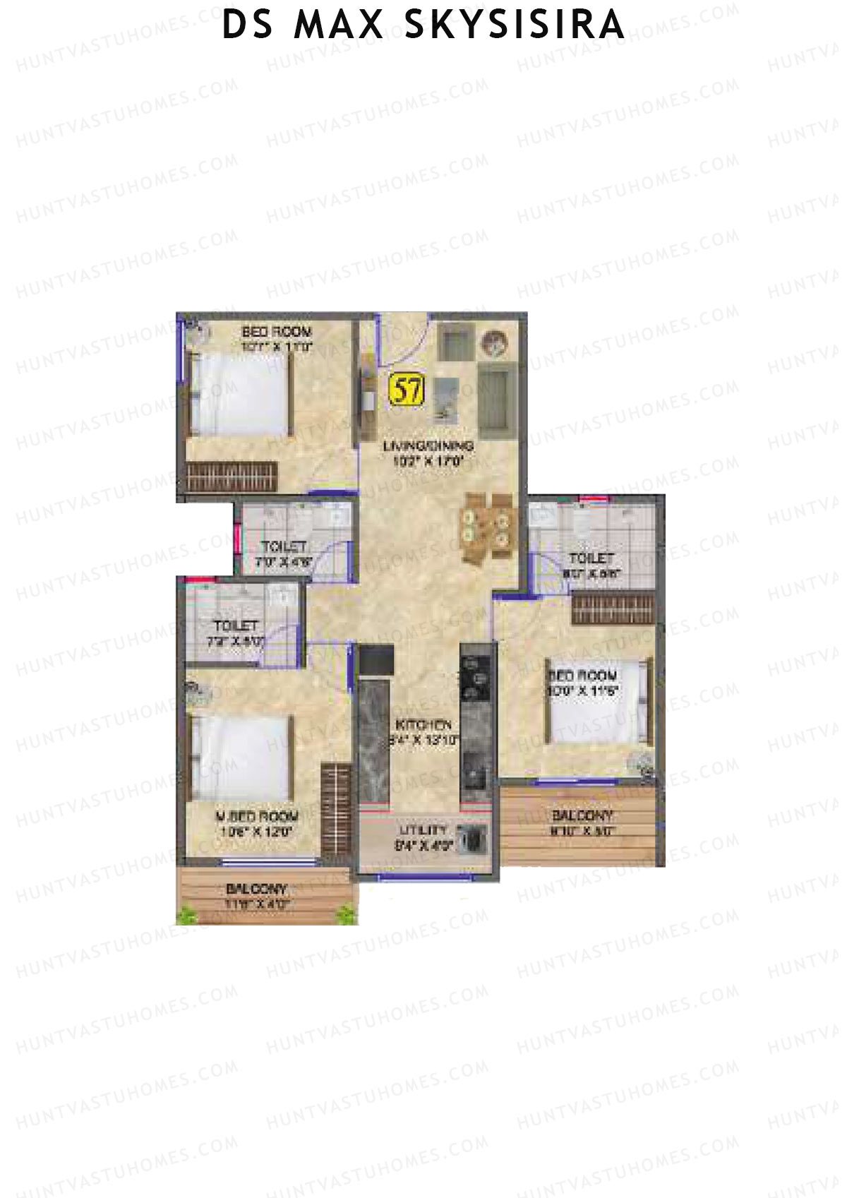 DS Max Skysisira Block A Unit 57 Floor Plan